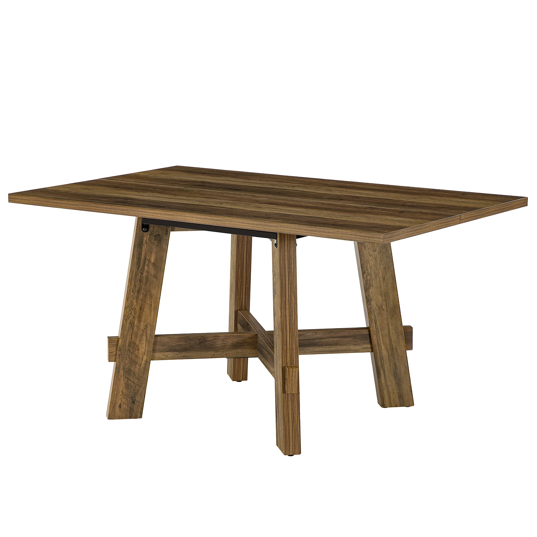 Tribesigns Tavolo da pranzo rustico da 140 cm, tavolo da cucina per 4 persone con traversa per sala da pranzo