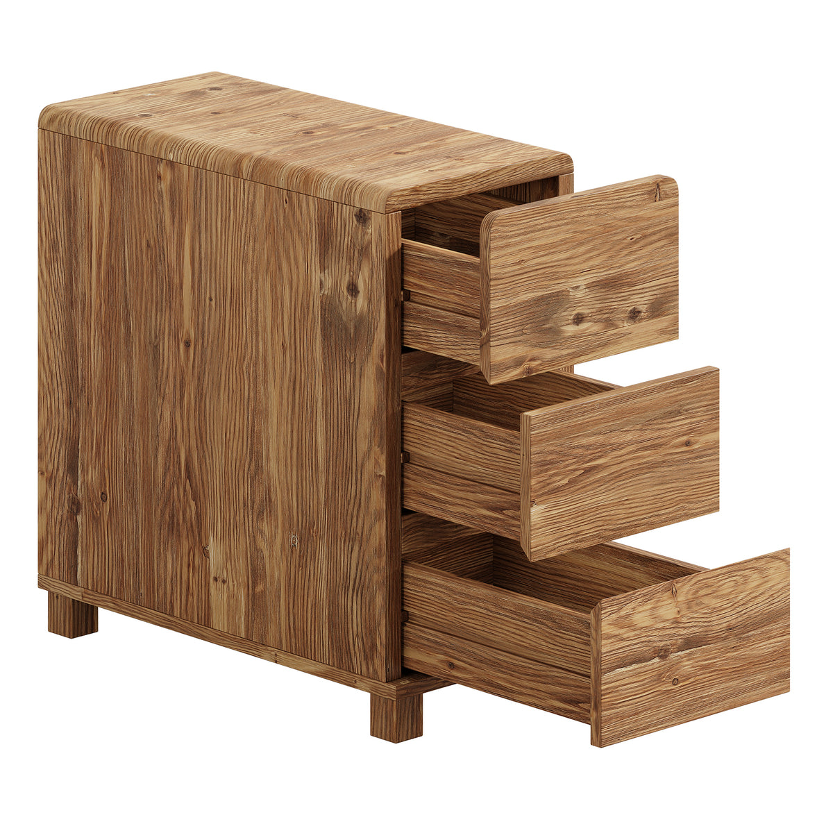 avolino Laterale Stretto in Legno Massello con 3 Cassetti, 60 cm, per Soggiorno