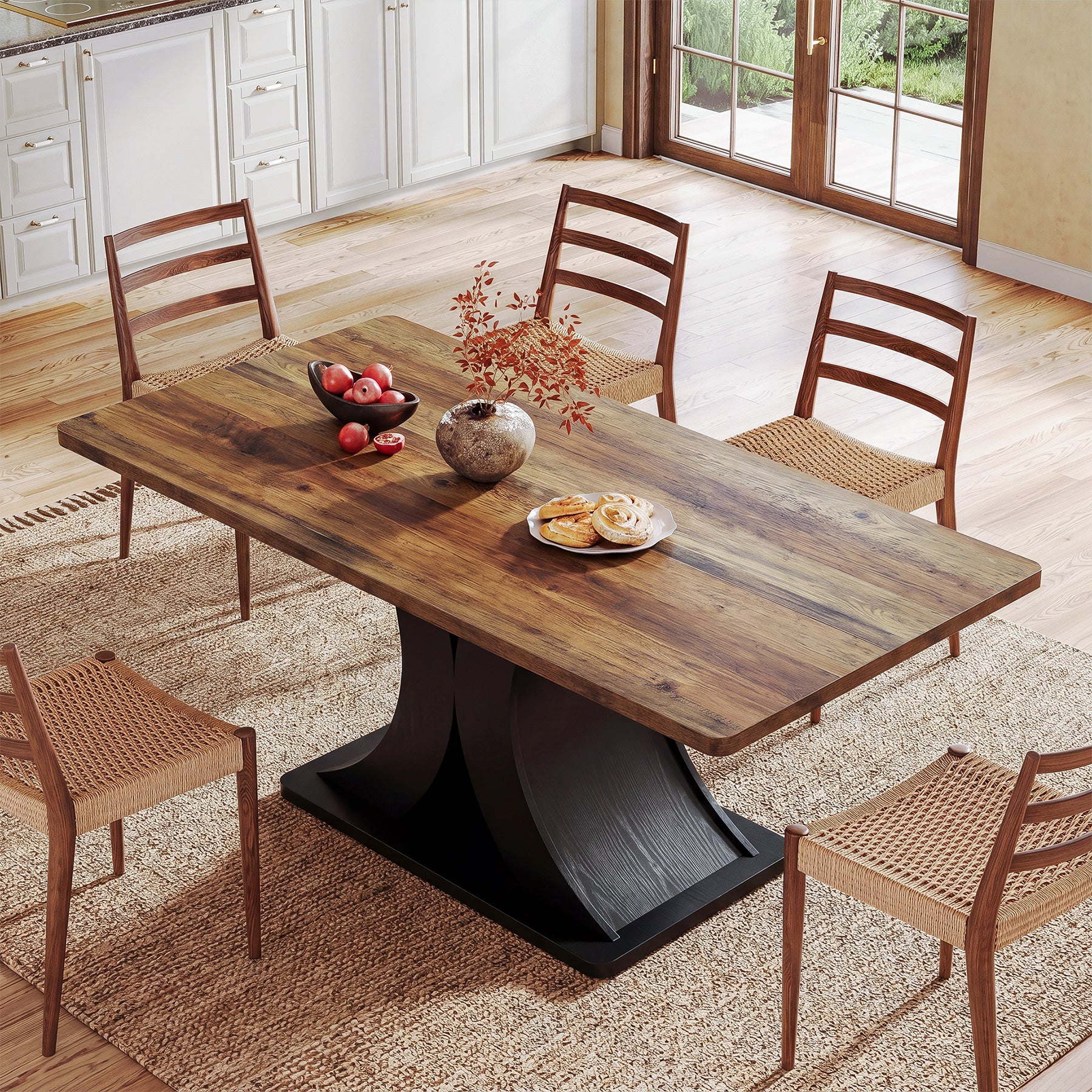 Tribesigns Tavolo da pranzo da 140 cm per 4-6 persone, tavolo da cucina rettangolare in stile rustico