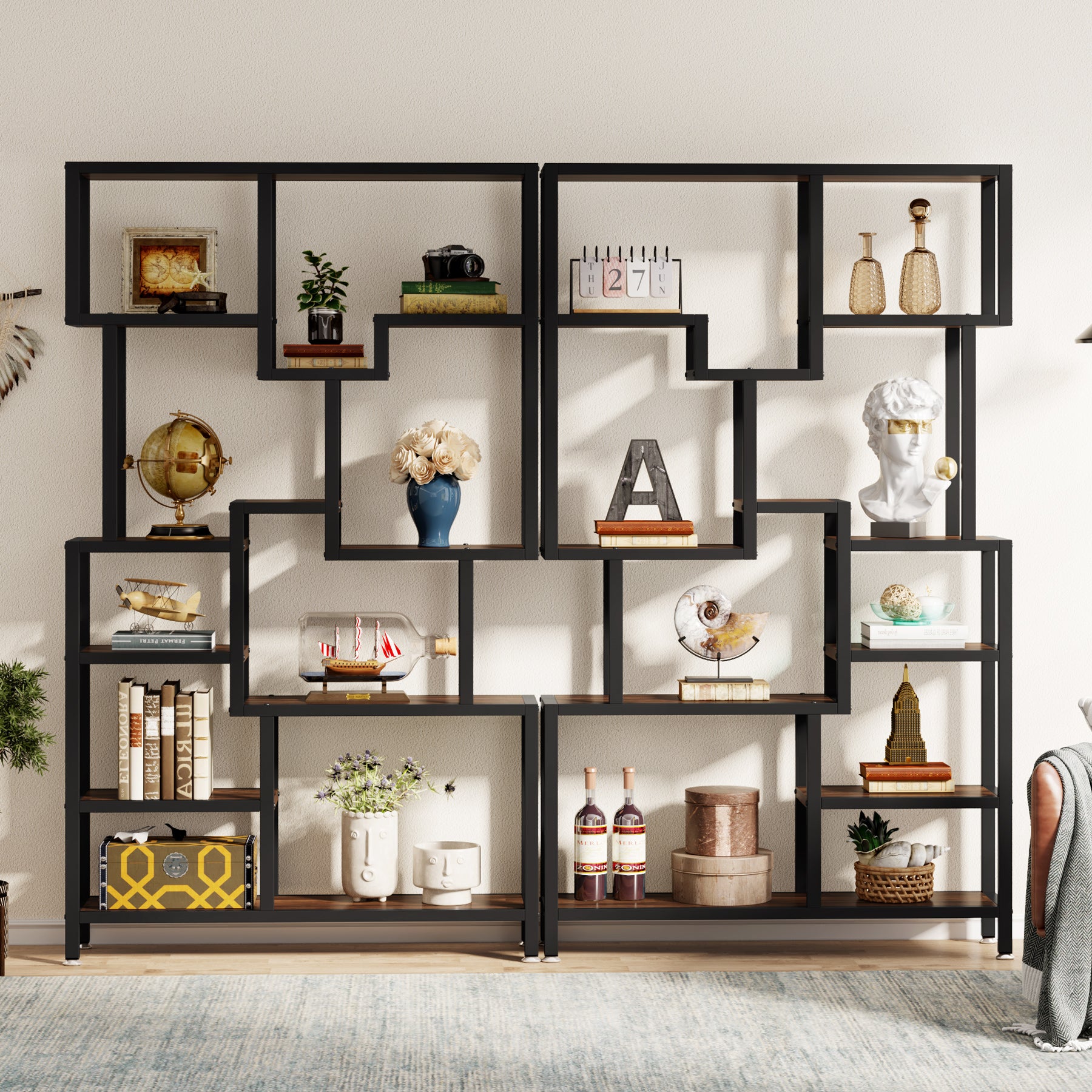 Tribesigns Libreria a 7 ripiani, scaffale espositivo Etagere da 180 cm, scaffale industriale