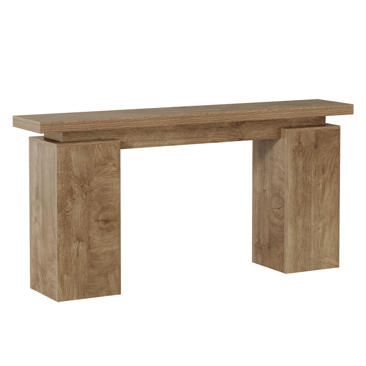Consolle Stretta con Struttura Geometrica, Effetto Legno, per Ingresso