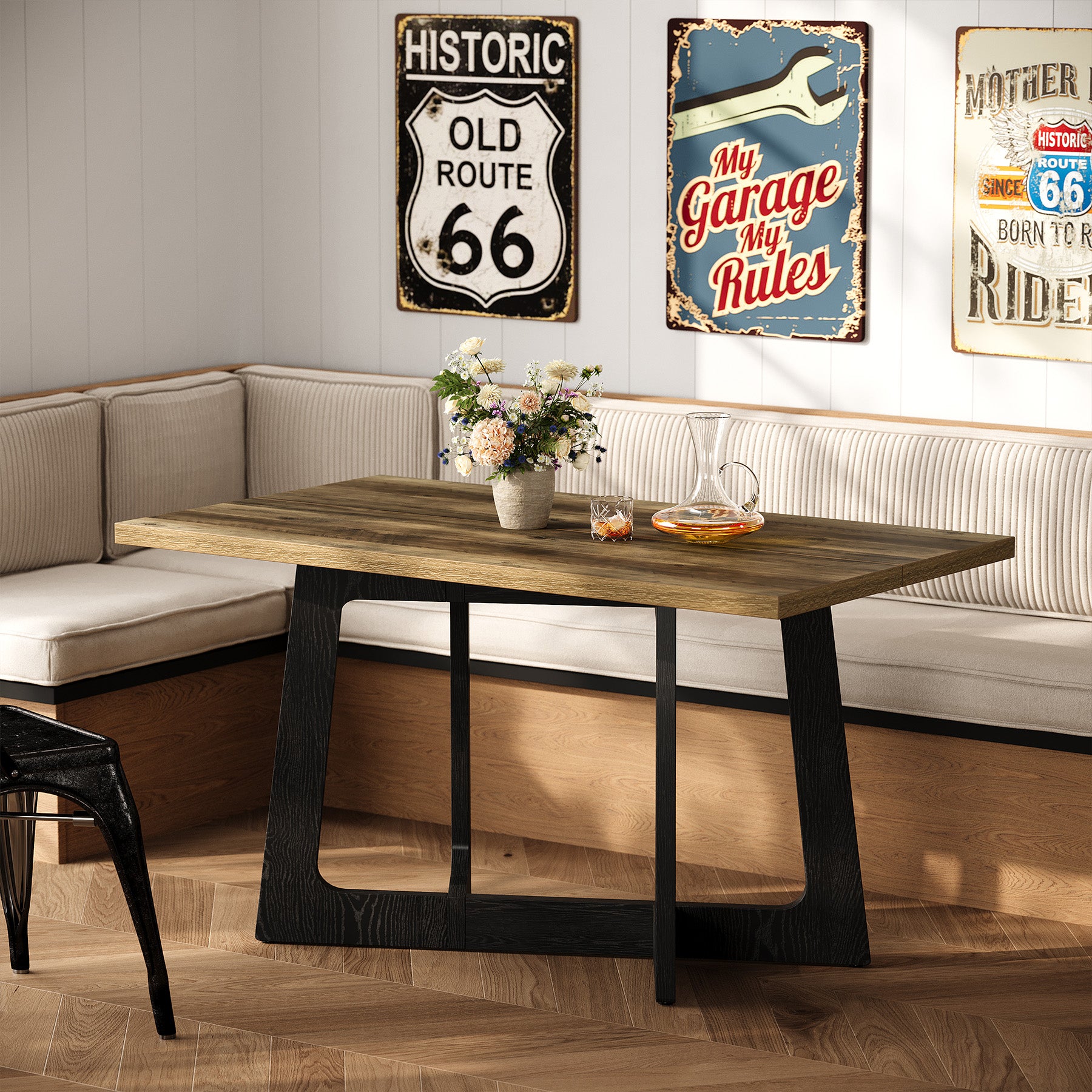 Tribesigns Tavolo da pranzo 120 x 79 cm per 2-4 persone, tavolo da cucina rustico con base robusta ideale per piccoli spazi