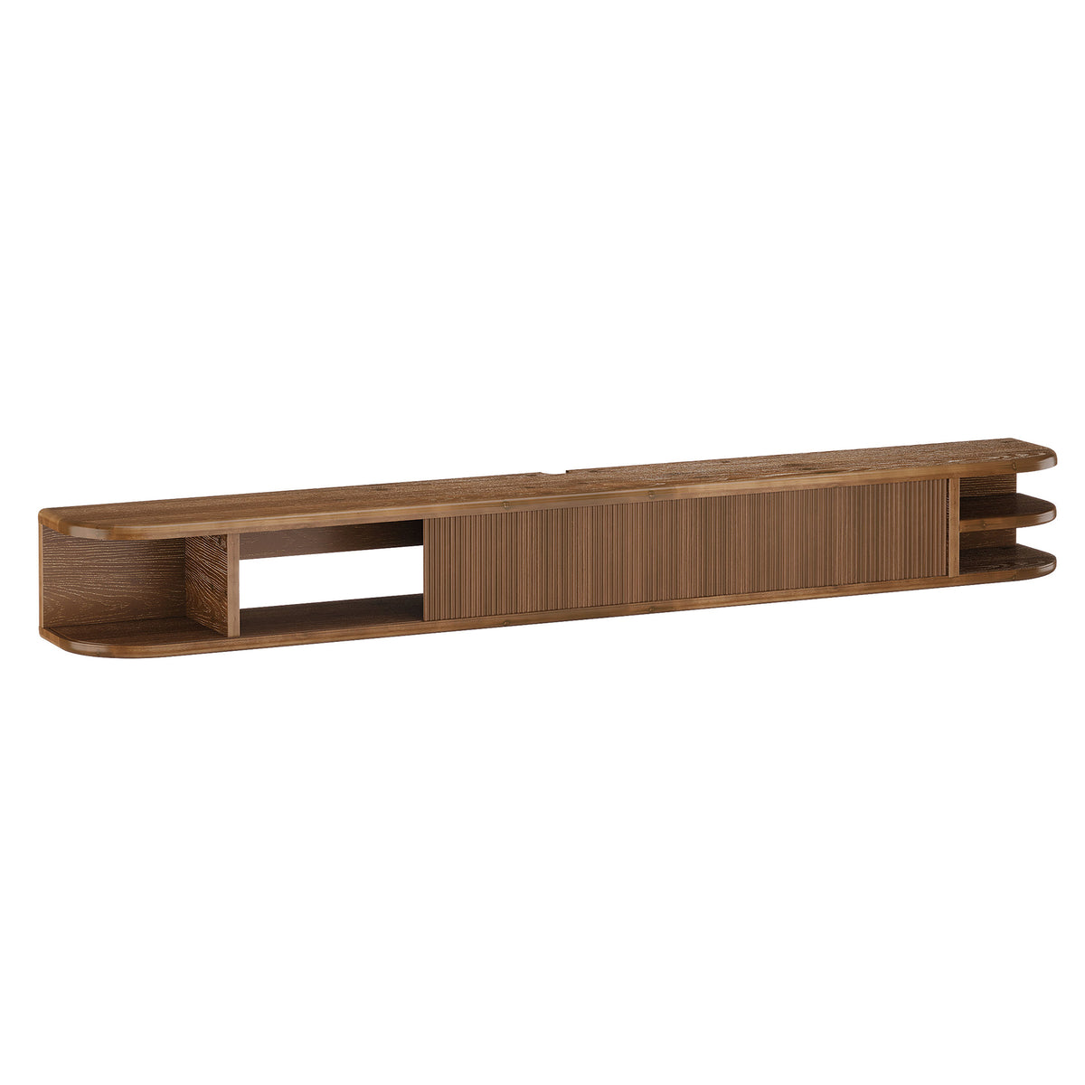 Mobile TV Sospeso in Legno Massello con Ante Scanalate, 180 cm, per TV fino a 90"