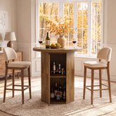 Tavolo da Bar Alto Rotondo Country con Vano Contenitore, Ø 80 cm, per Cucina e Soggiorno 3