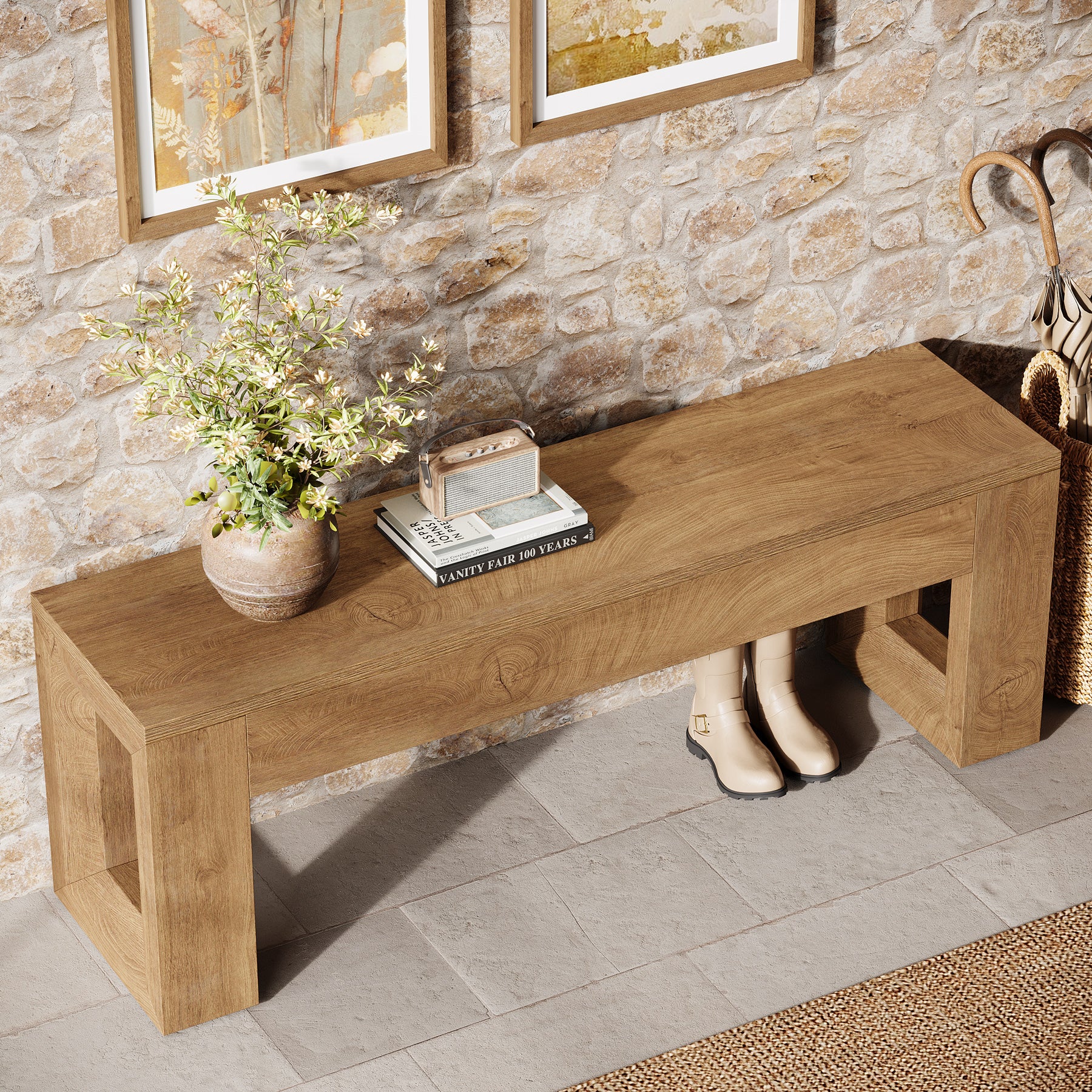 Panca Country in MDF, 120 cm, per Sala da Pranzo e Camera da Letto