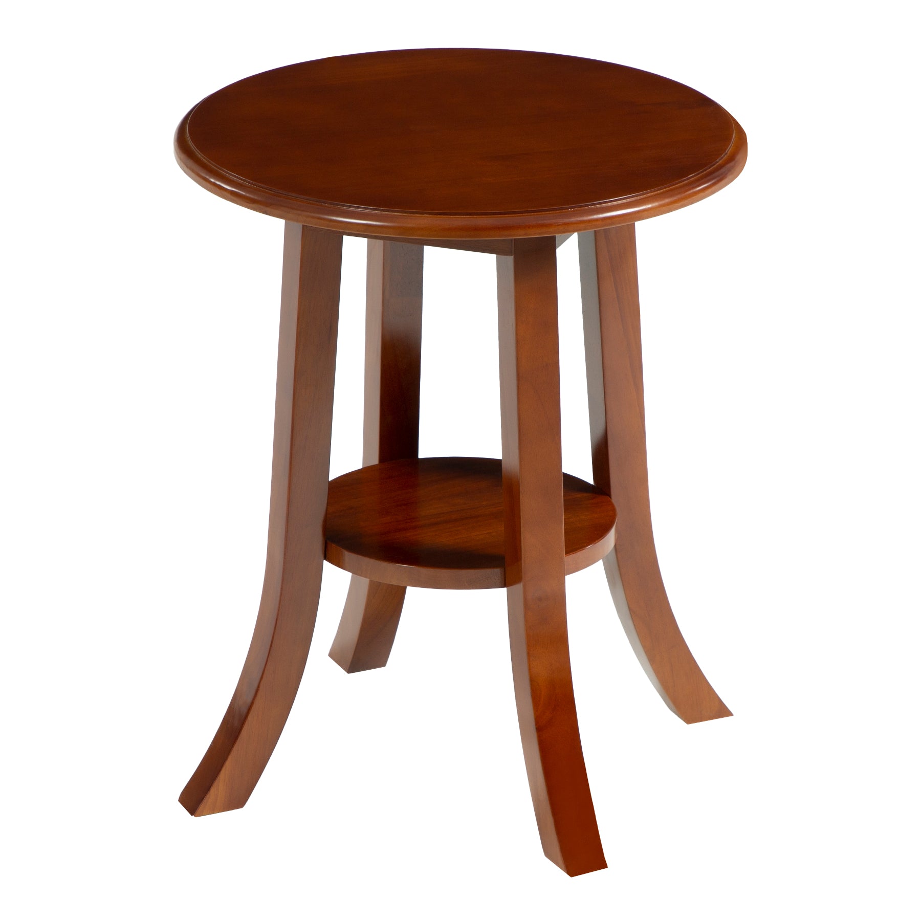 Tribesigns Tavolino Rotondo Vintage in Legno Massello a 2 Ripiani con Gambe Curve, Ø 50 x H 60 cm, per Soggiorno e Camera da Letto