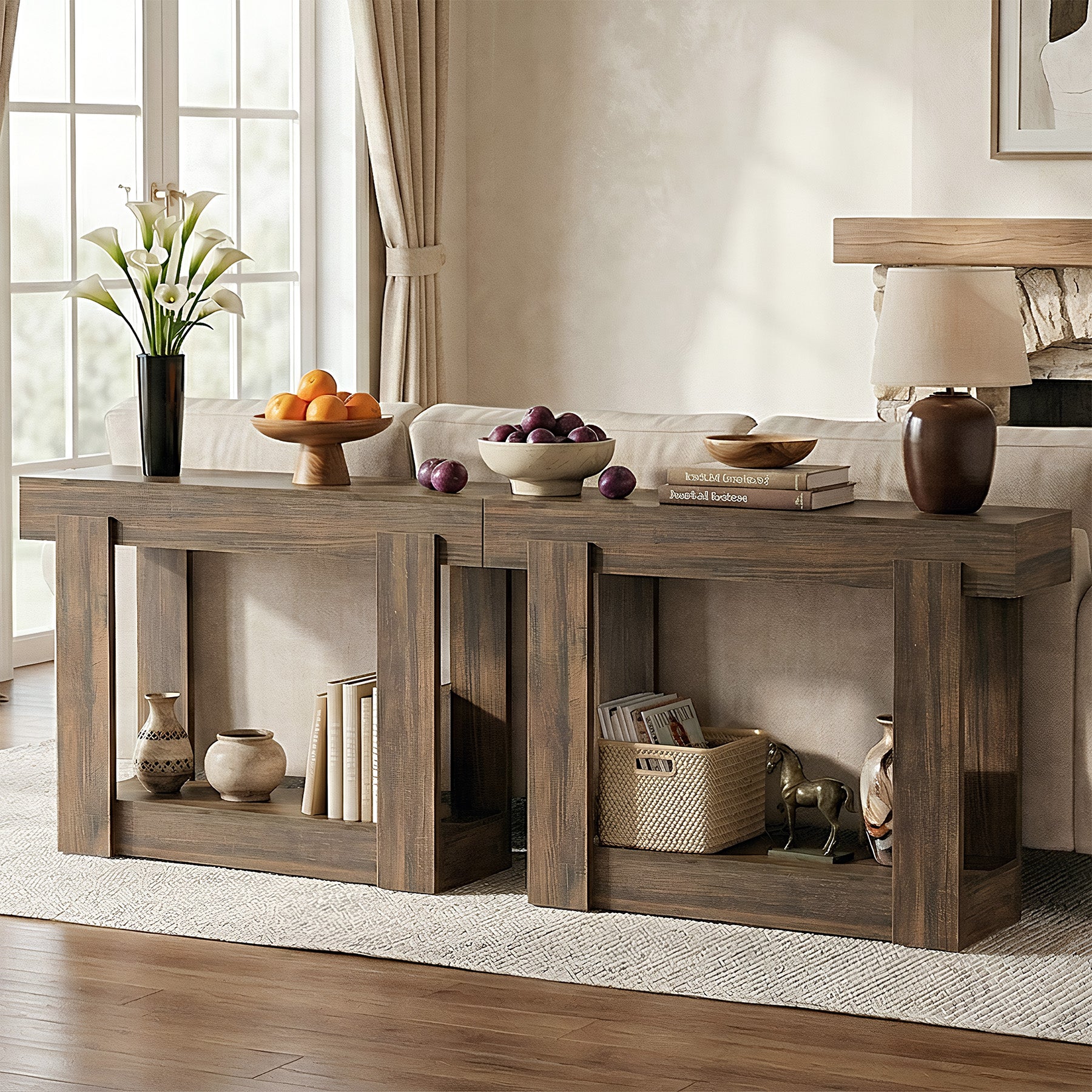 Tribesigns Consolle da 105 cm con ripiano, tavolino d'ingresso stretto in stile country per ingresso