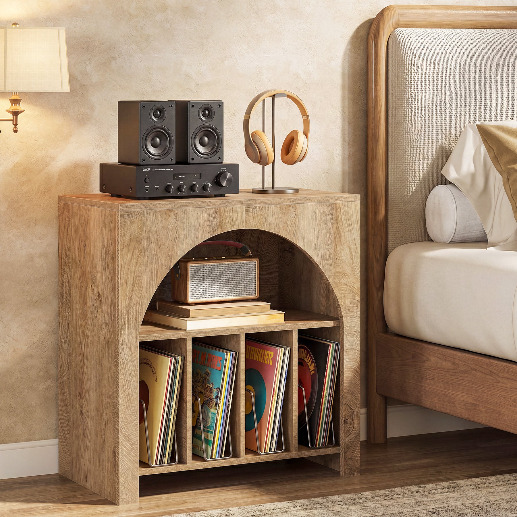 Tribesigns Supporto per giradischi, mobiletto porta dischi in vinile con ripiano integrato