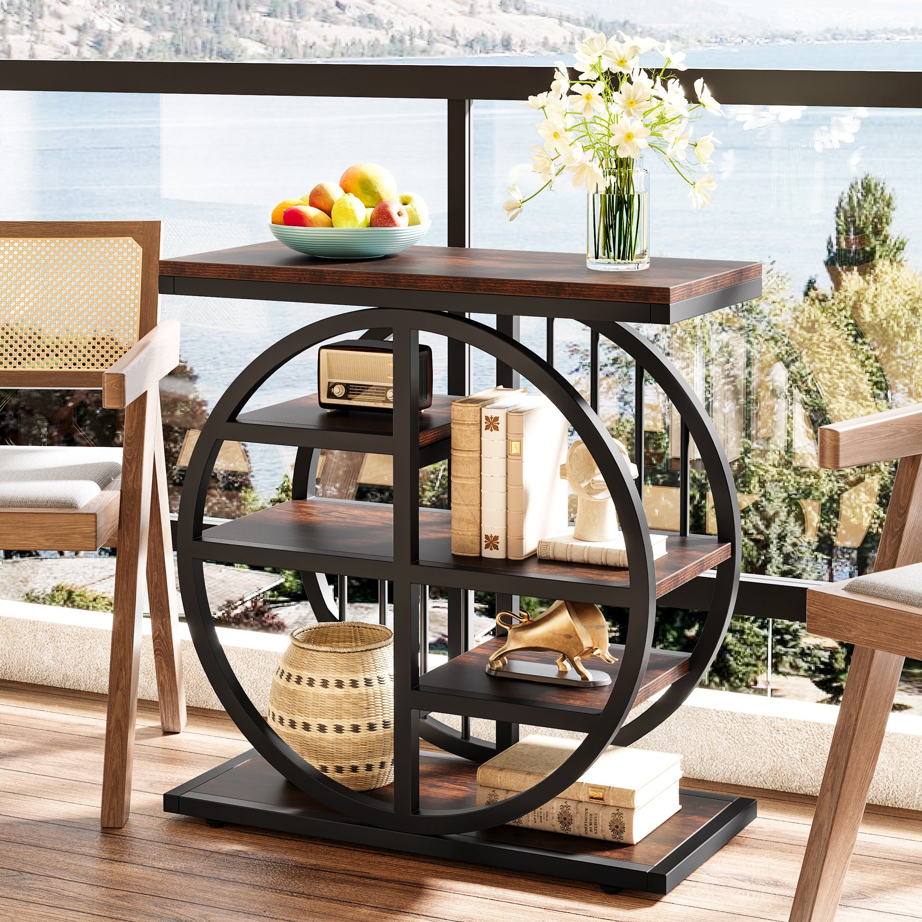 Tribesigns Tavolino da caffè a 5 ripiani, comodino in legno da 60 cm