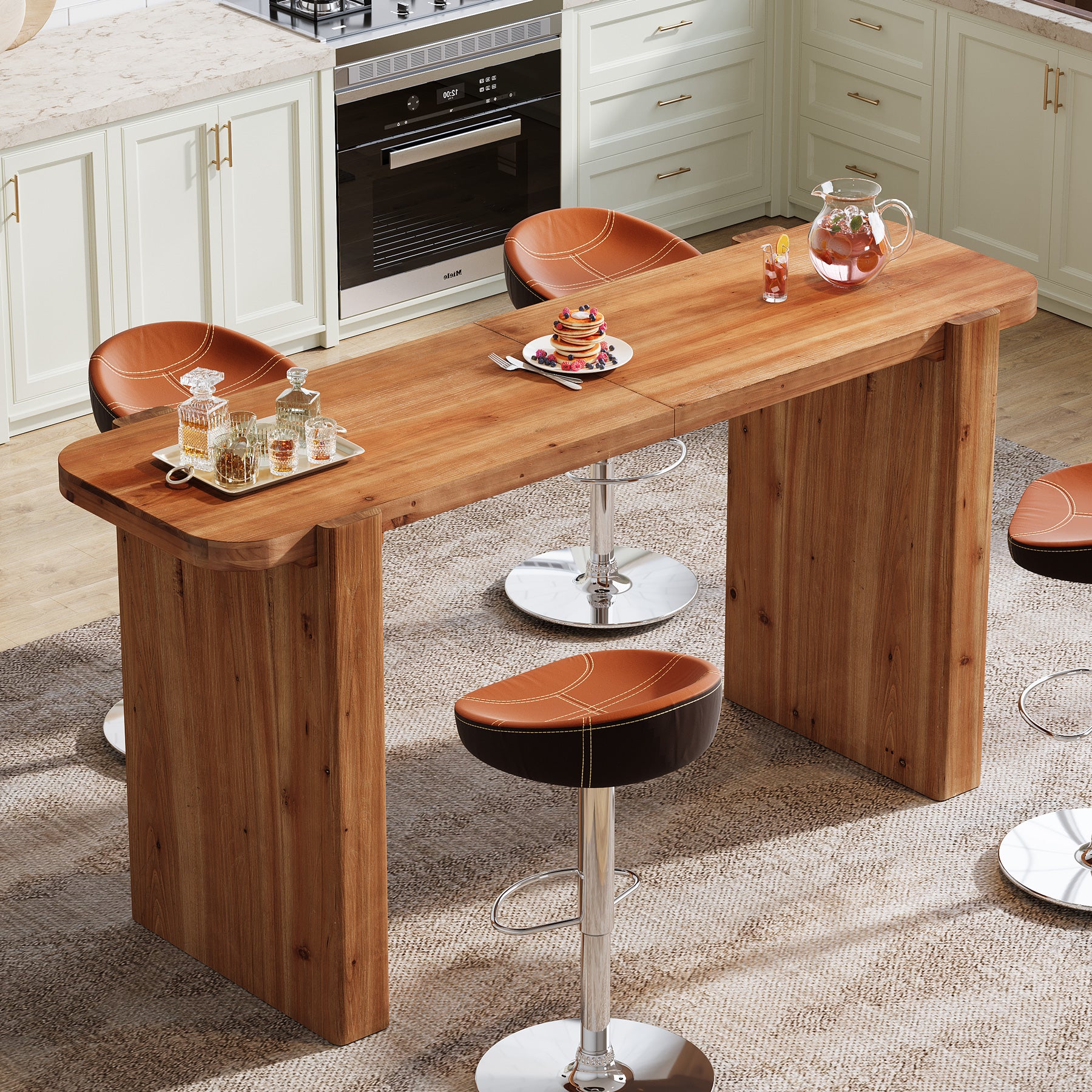 Tavolo da Bar Alto Industriale in Legno Massello, 160 cm, per 4-6 Persone