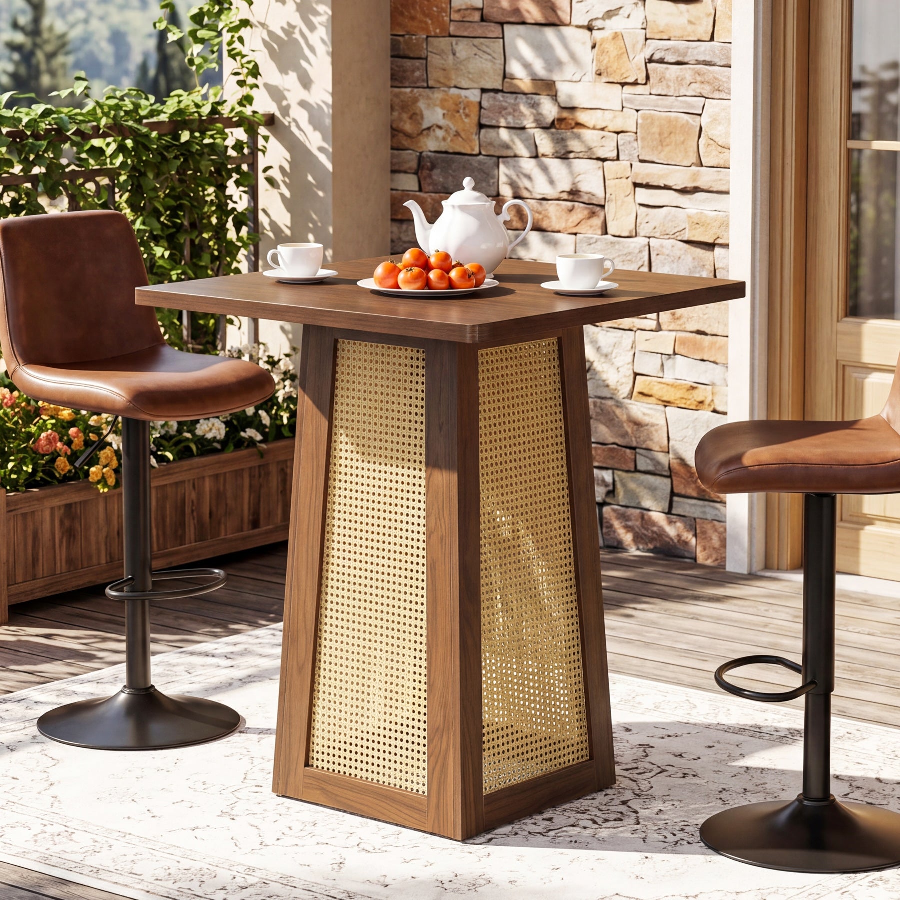 Tribesigns Tavolo da bistrot quadrato 80 x 80 cm, tavolo da pranzo con base centrale a piedistallo, ideale per un bar domestico