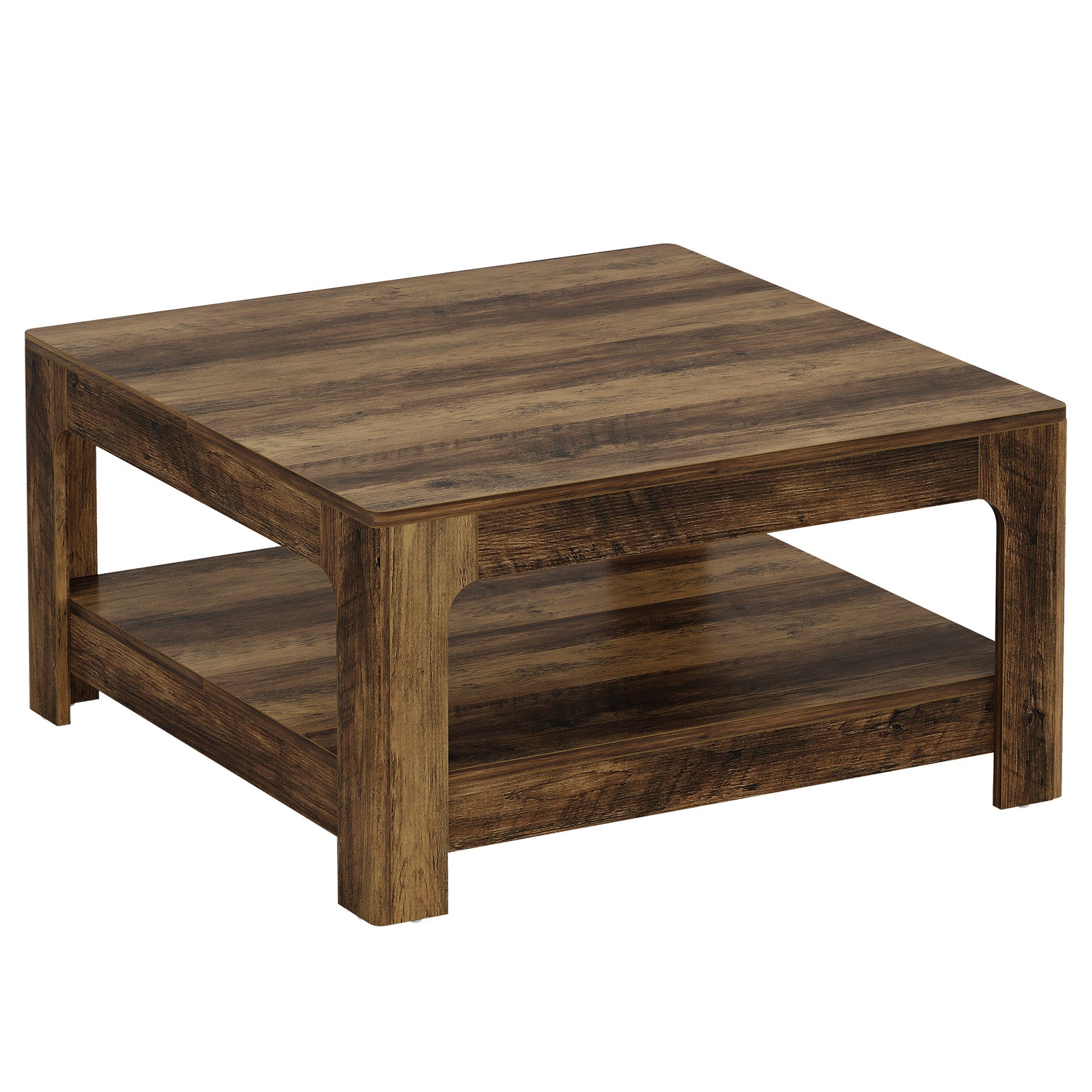 Tavolino da Salotto Country Quadrato con Ripiano, 100 x 100 cm, per Soggiorno