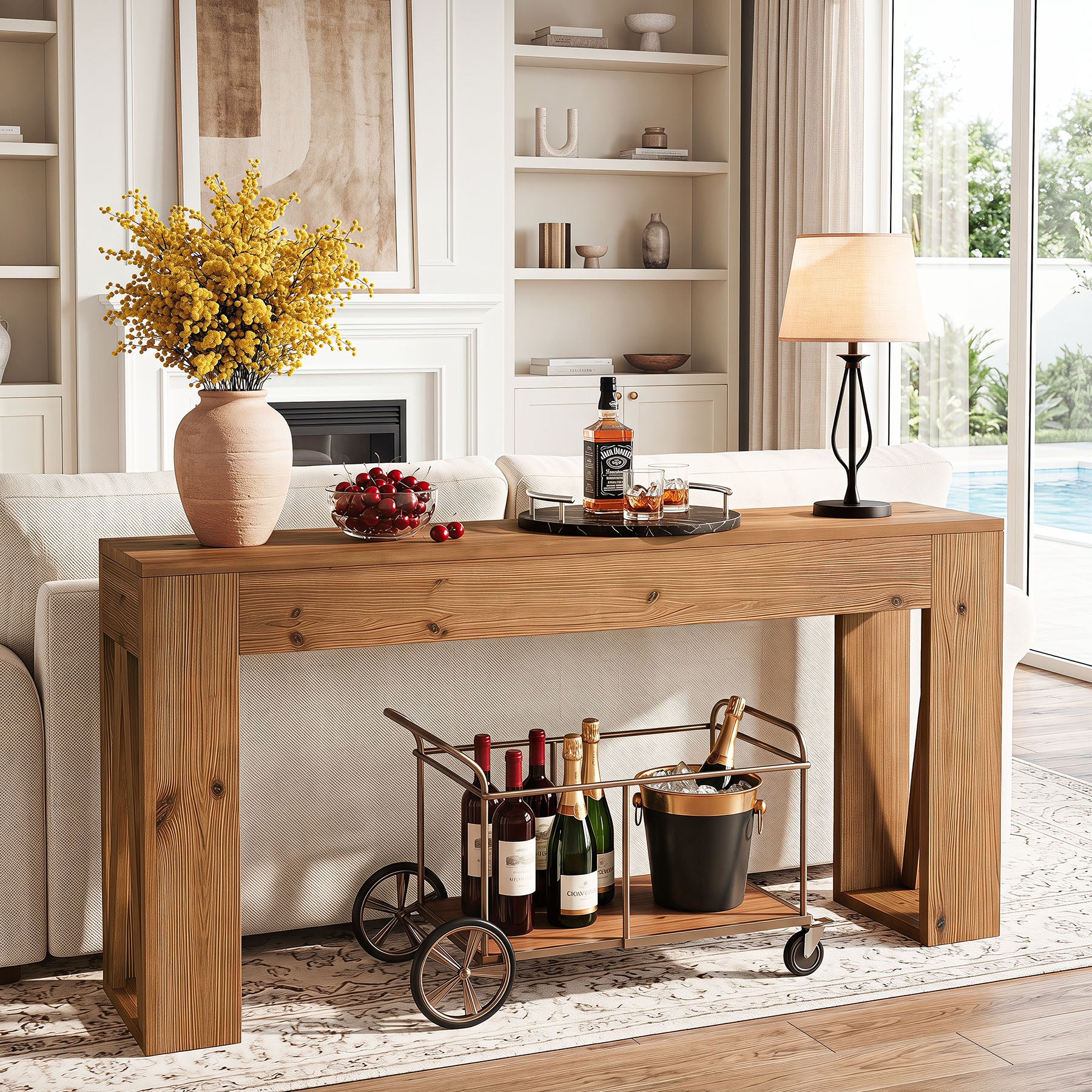 Tribesigns Consolle in legno massello da 160 cm, tavolo d'ingresso stretto in stile rustico