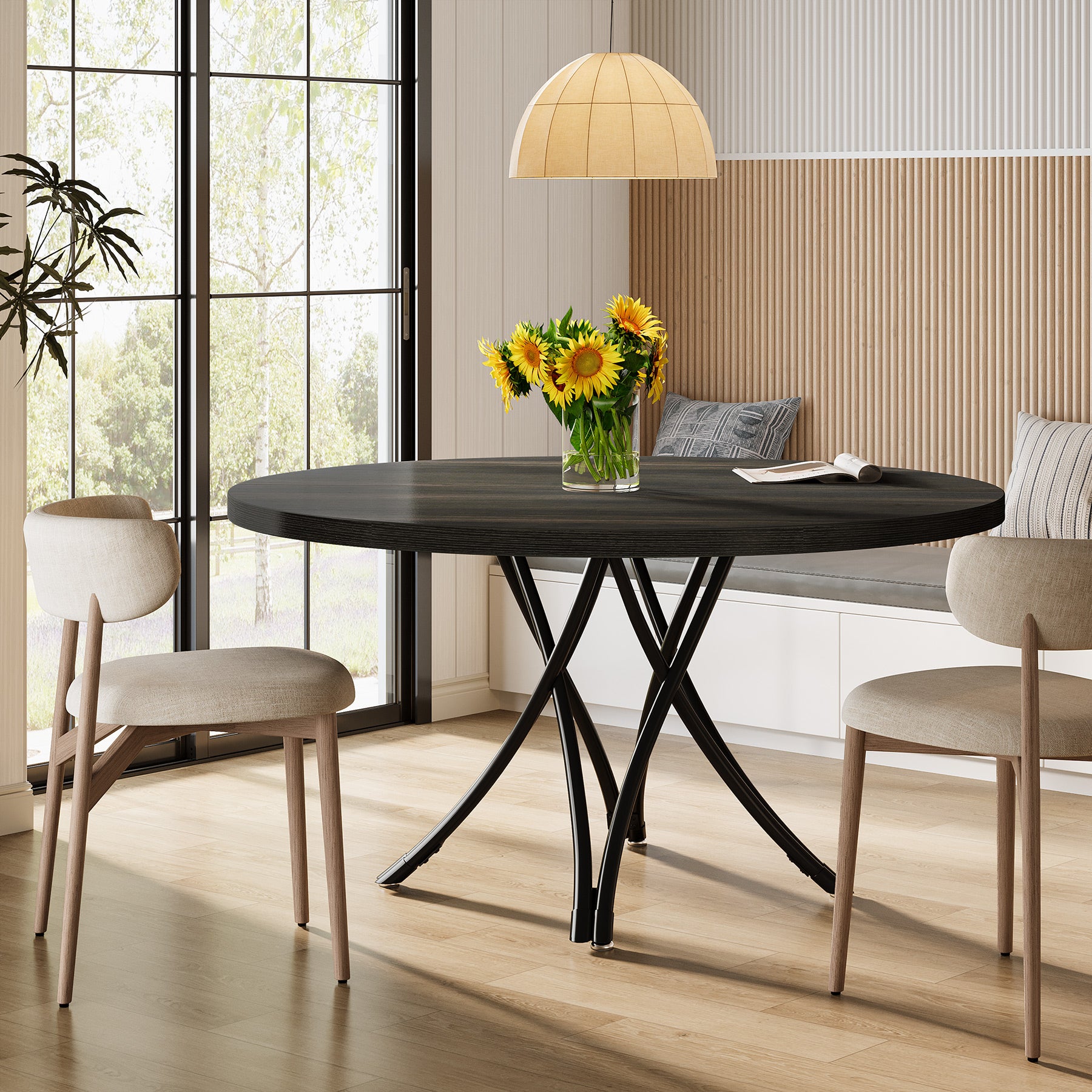 Tribesigns Tavolo da pranzo rotondo, tavolo da pranzo da cucina moderno da 120 cm