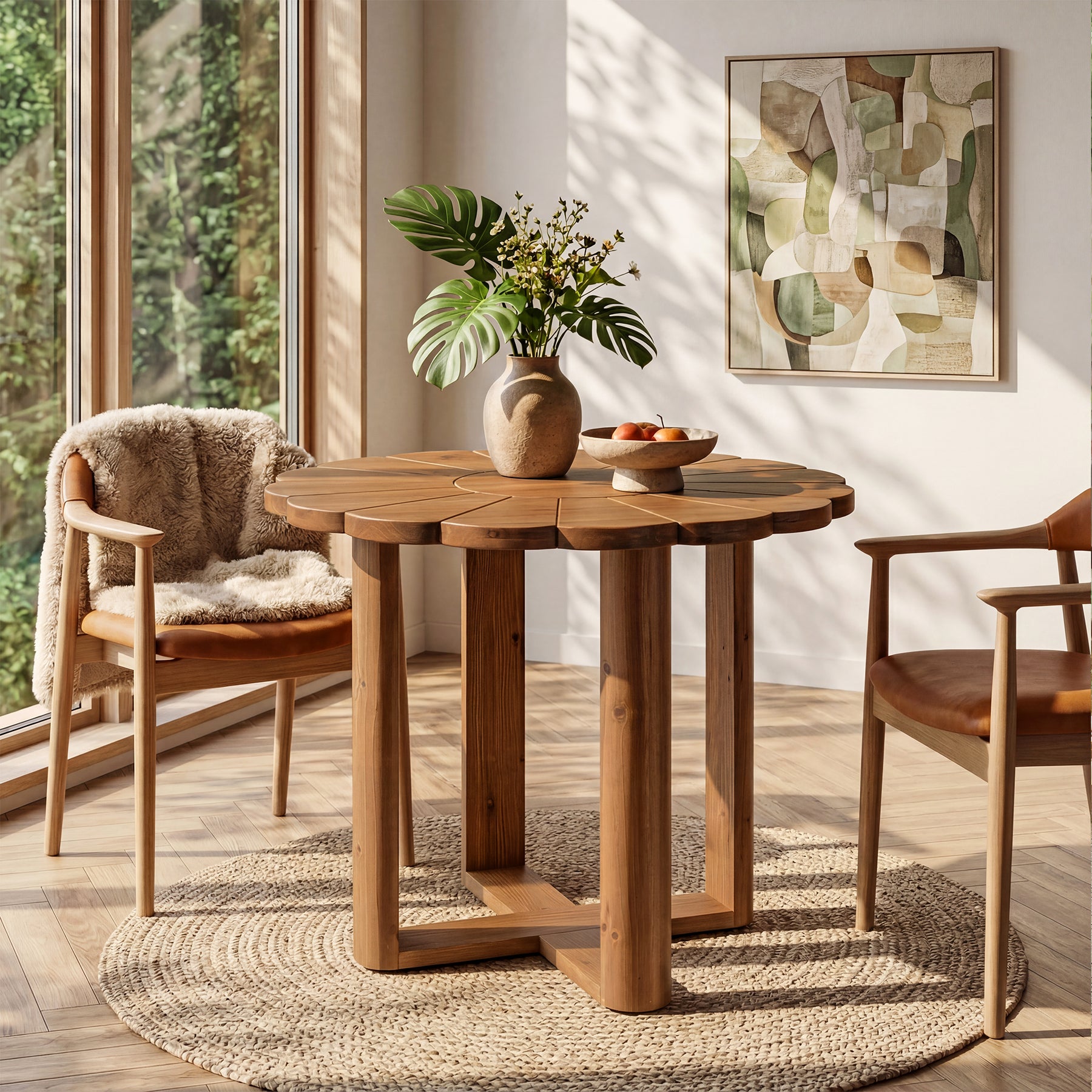 Tribesigns Tavolo da pranzo rotondo in legno massello, Tavolo da cucina da 80 cm per 2-4 persone