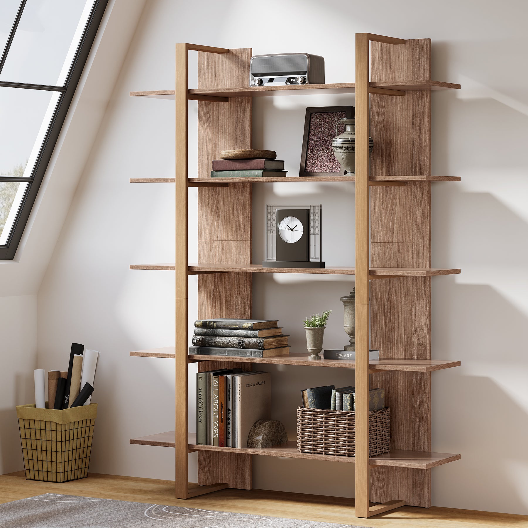 Tribesigns Libreria da 120 cm, libreria a 5 ripiani, scaffalatura per ufficio