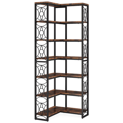 Tribesigns Libreria a 7 ripiani, scaffale angolare alto 20 cm scaffale espositivo Etagere