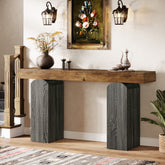 Tribesigns Tavolo consolle da 160 cm, tavolo da divano con due gambe a colonna curve. 3