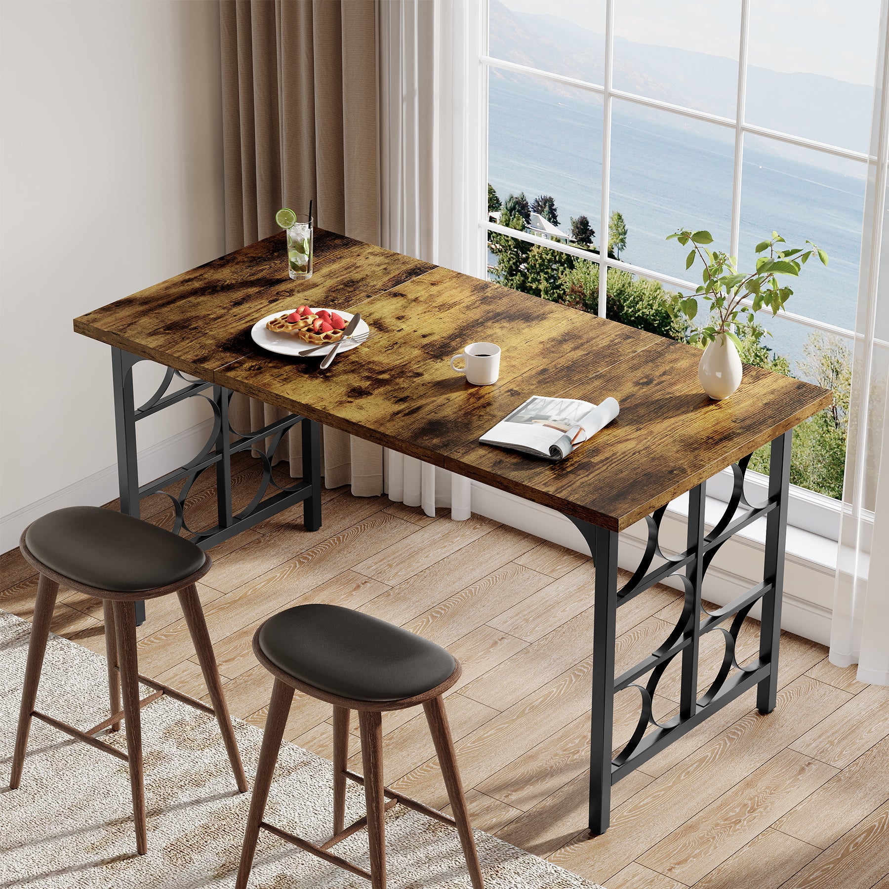 Tribesigns Tavolo da pranzo, 139 cm tavolo da cucina per 4-6 persone