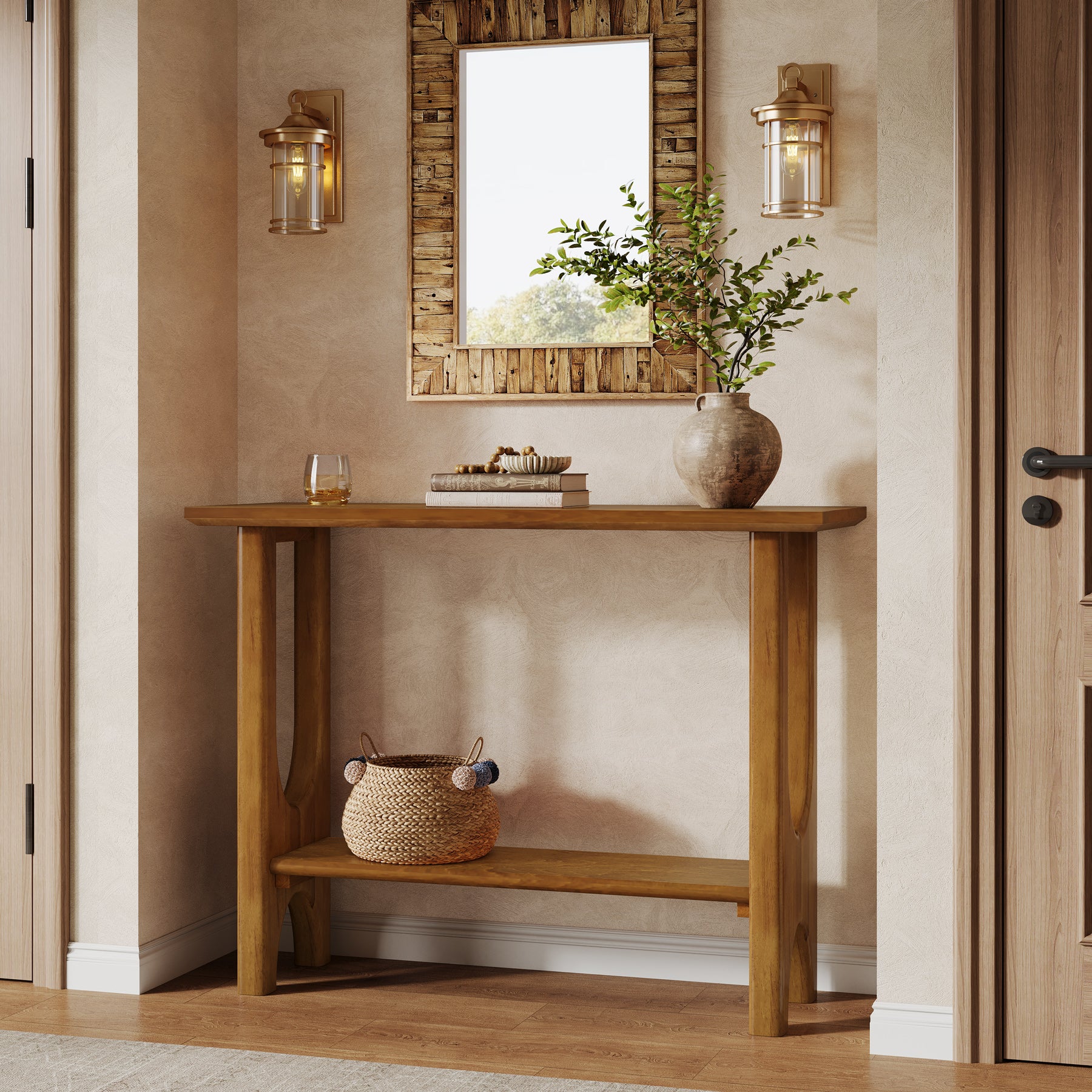 Tribesigns Tavolo d'ingresso, moderno consolle da 105 cm a 2 piani