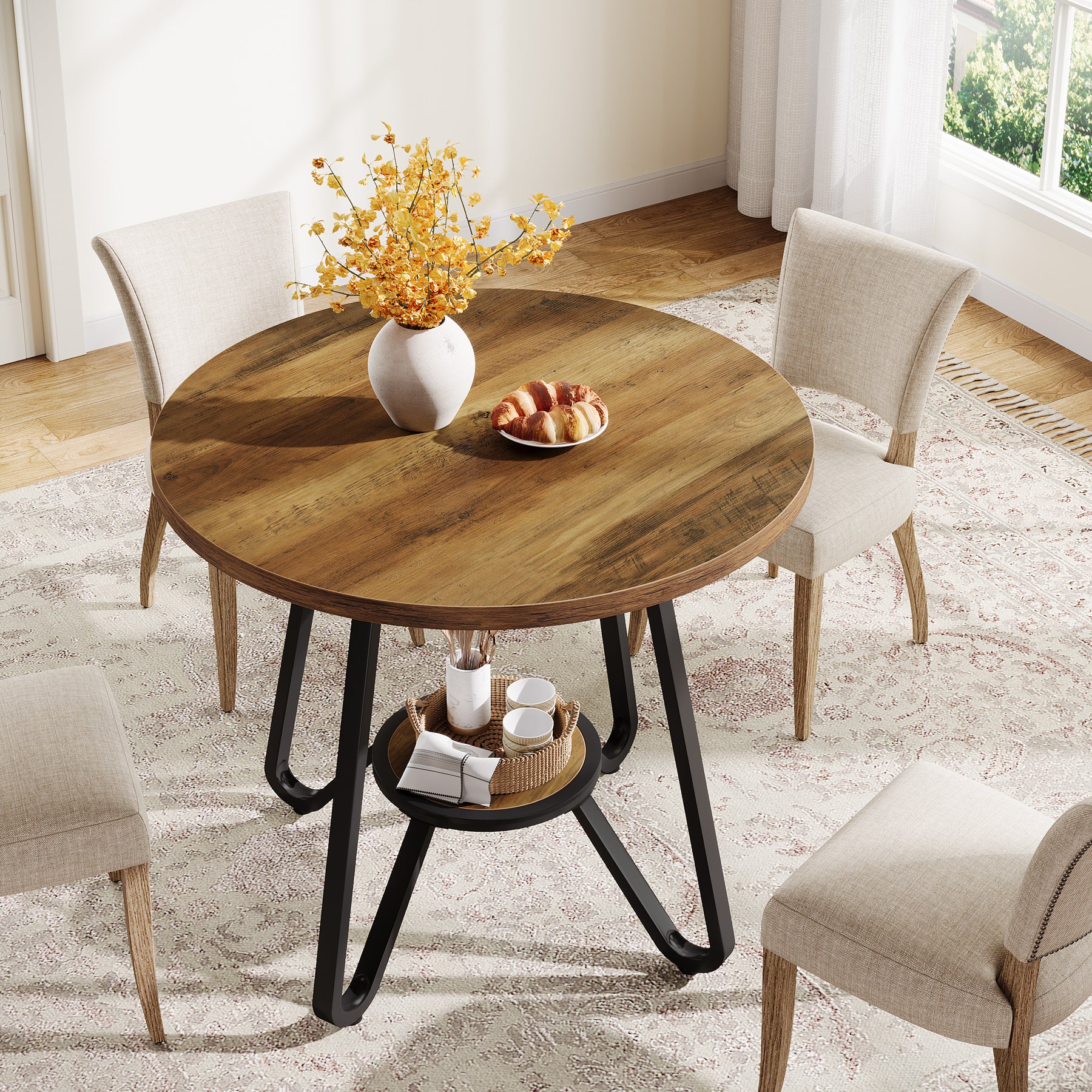 Tribesigns 80 cm Tavolo da Pranzo, Tavolo da Cucina Rotondo Tavolo da Caffè per 2-4