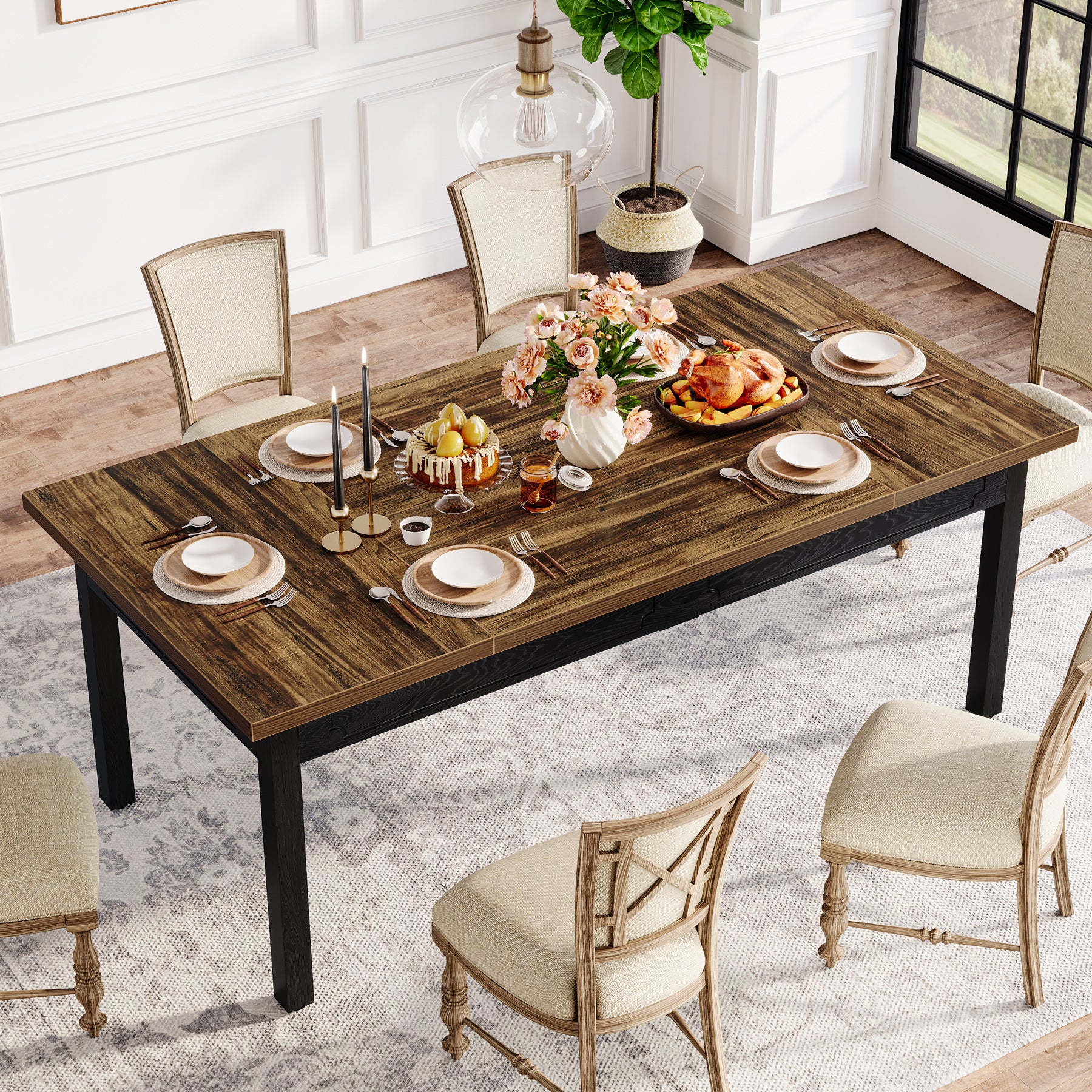 Tribesigns Tavolo da pranzo, tavolo da cucina da 160 cm per 4-6 persone