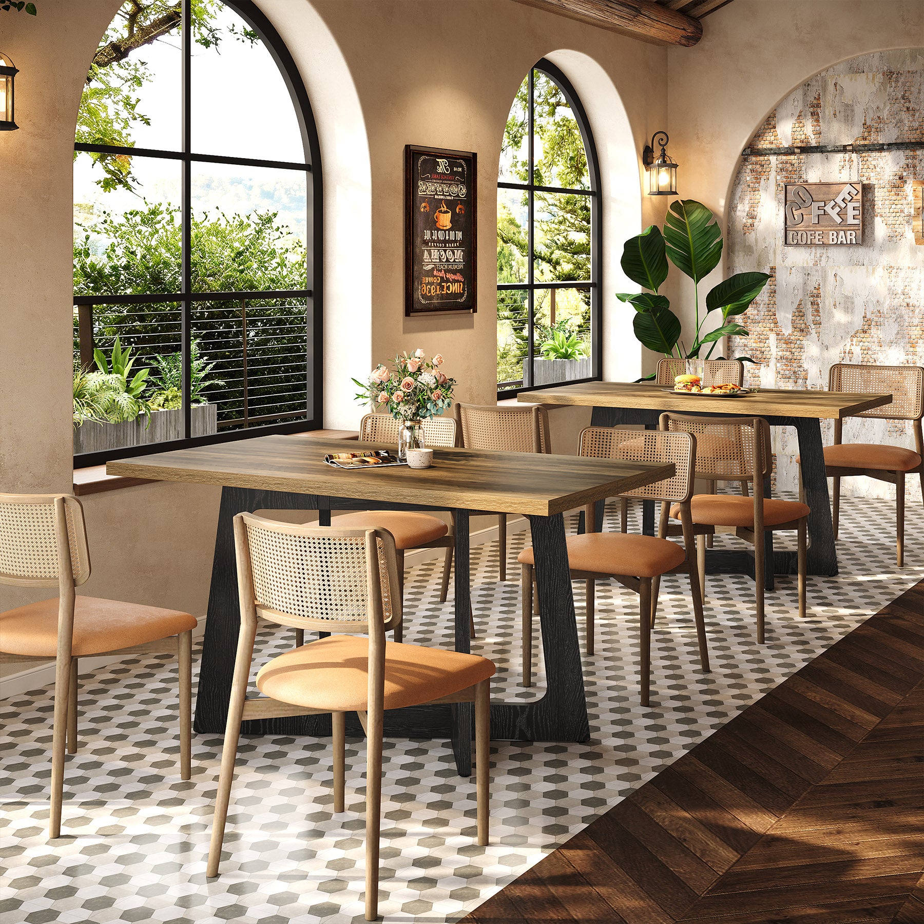 Tribesigns Tavolo da pranzo 120 x 79 cm per 2-4 persone, tavolo da cucina rustico con base robusta ideale per piccoli spazi