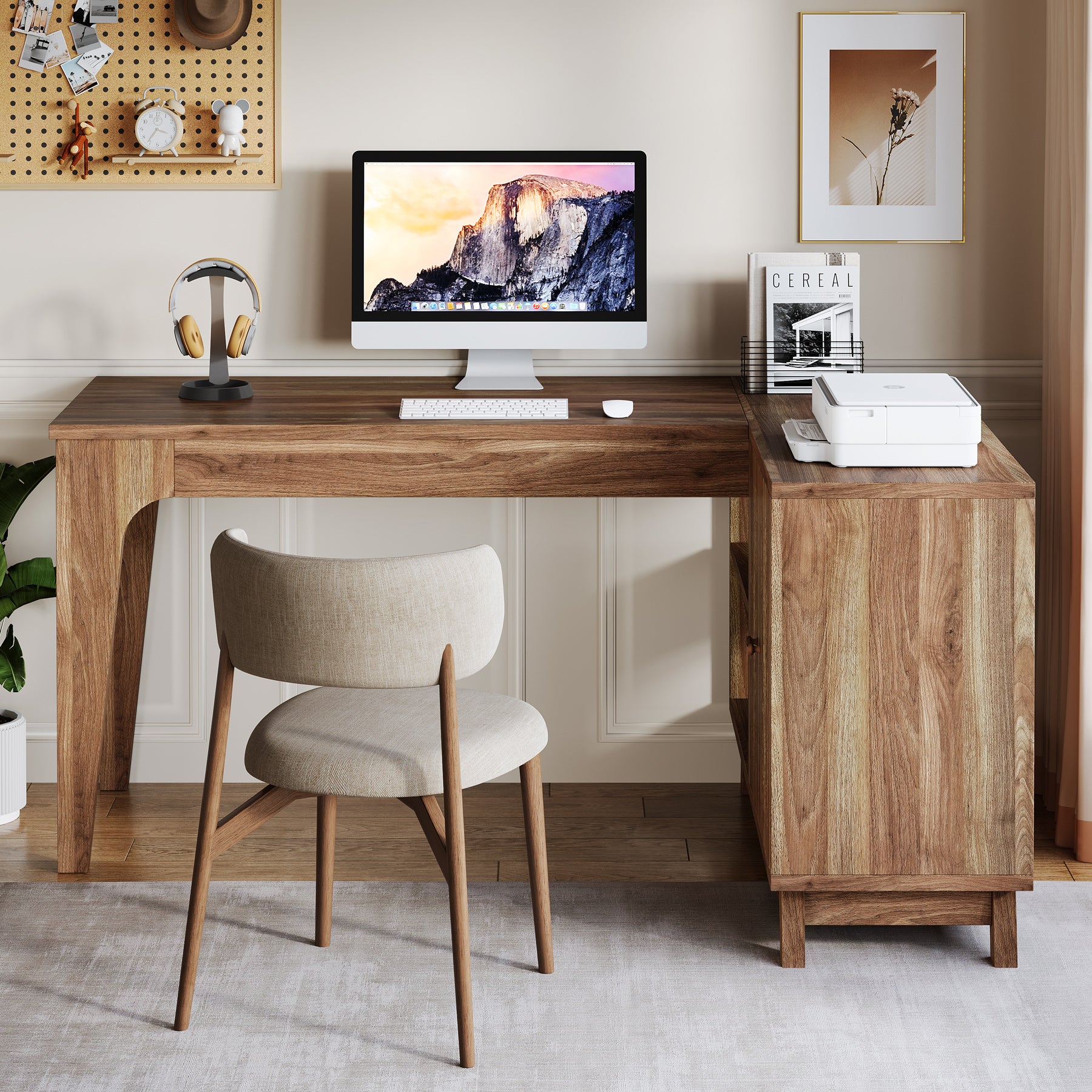 Tribesigns Scrivania per computer, scrivania a L da 145 cm con mobiletto portaoggetti