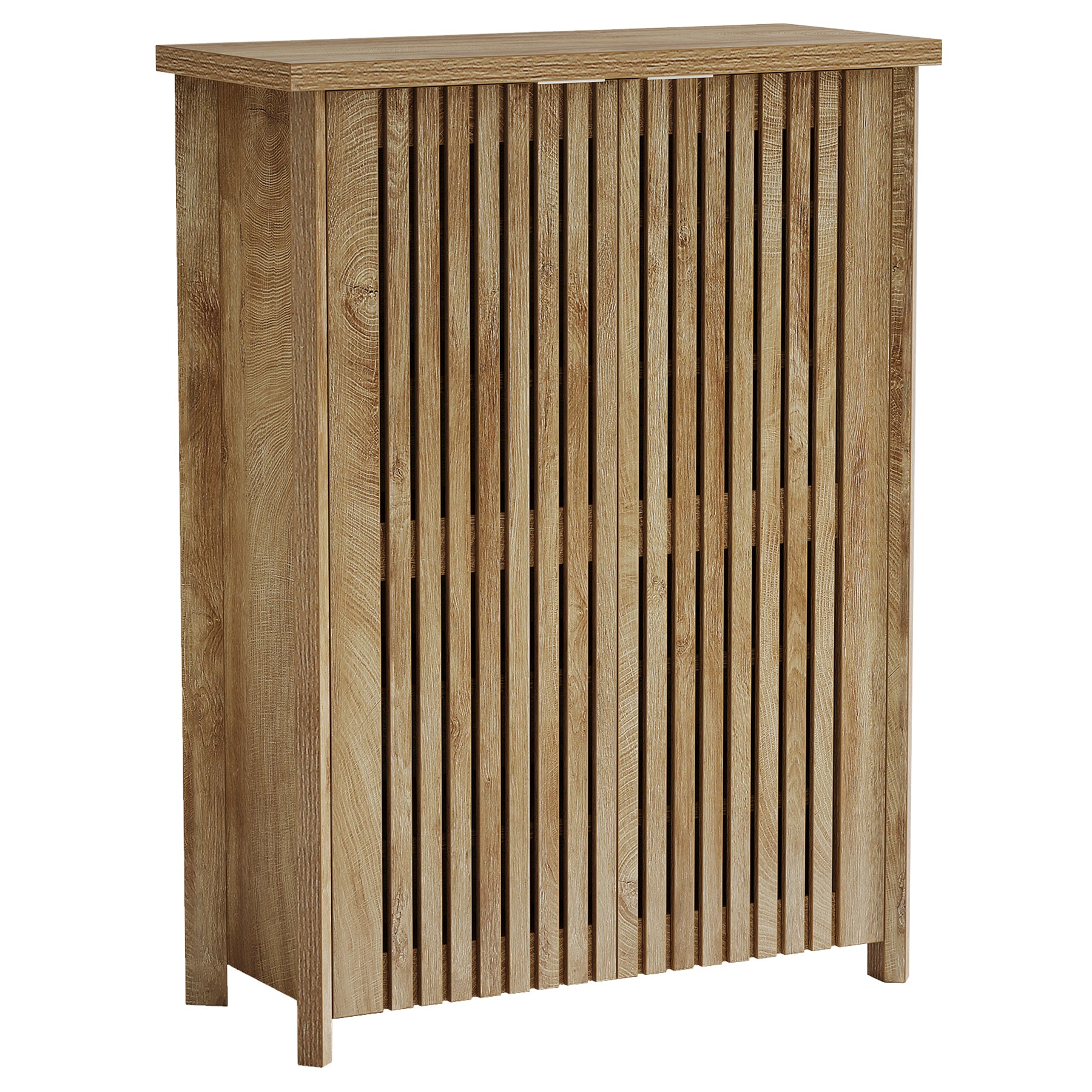 Scarpiera con 2 Ante a Listelli e 6 Ripiani, 80 x 35 x 111 cm, per Ingresso
