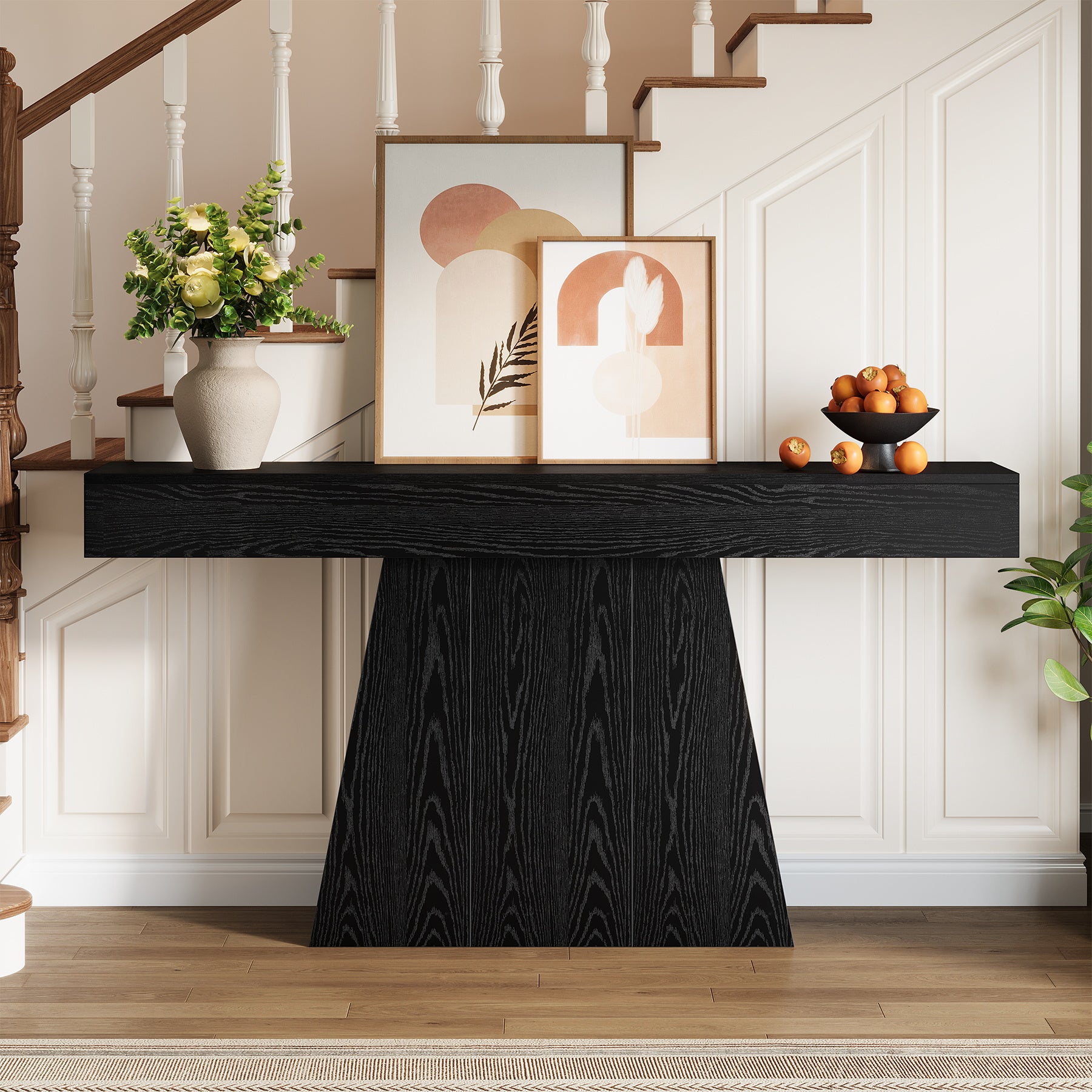 Tribesigns Tavolino da ingresso da 160 cm, consolle moderna con base trapezoidale