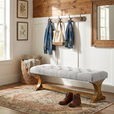 Tribesigns Panca imbottita, 140 cm, in legno massello, stile country, ideale per un ingresso 3