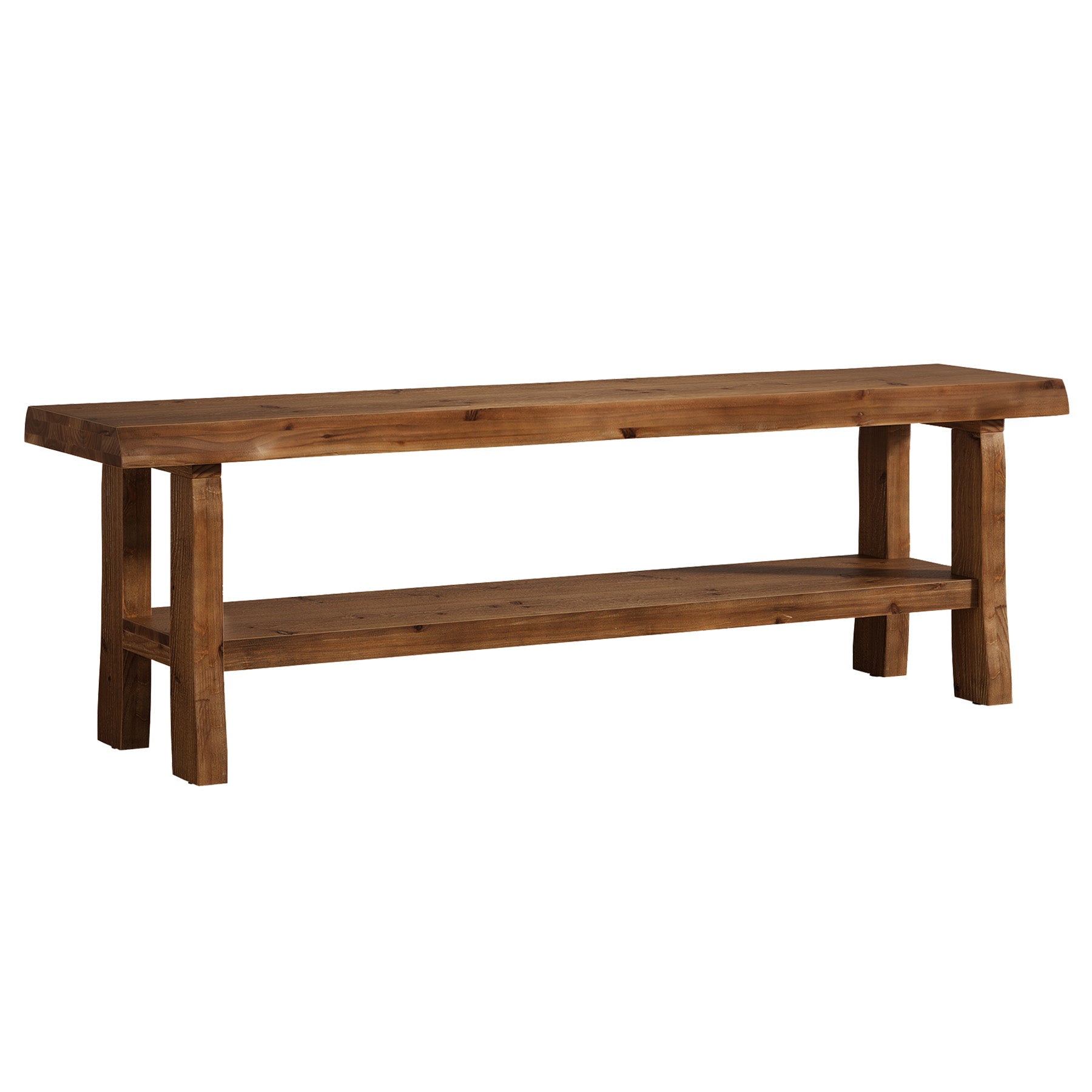 Panca Portascarpe in Legno Massello con Ripiano Inferiore, 140 cm, per Ingresso e Corridoio