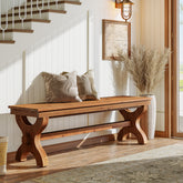 Panca Portascarpe Country in Legno Massello, 140 cm, per Ingresso e Sala da Pranzo 3