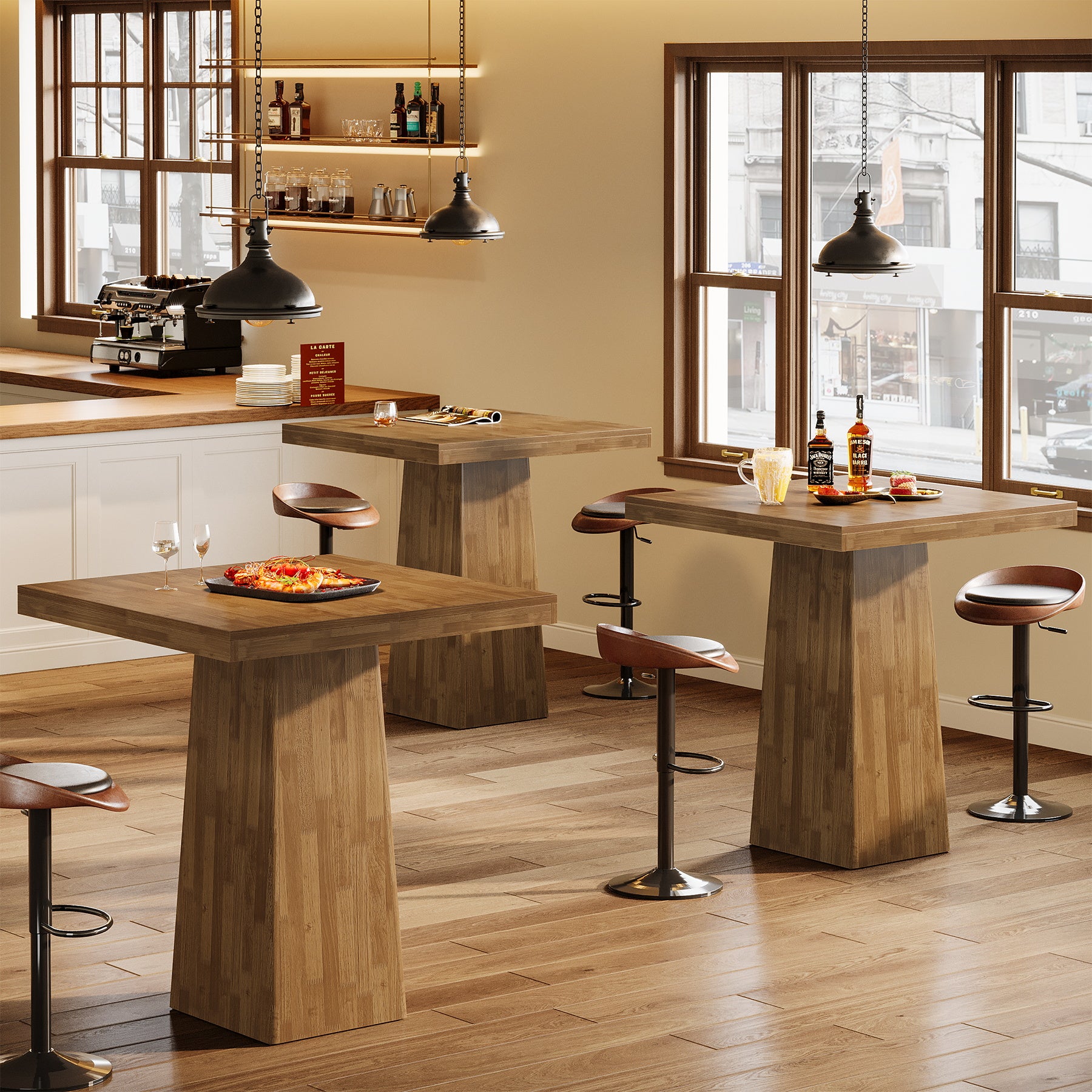 Tribesigns Tavolo da bar quadrato da 80 cm, tavolo da pranzo per cucina mobile bar per la casa