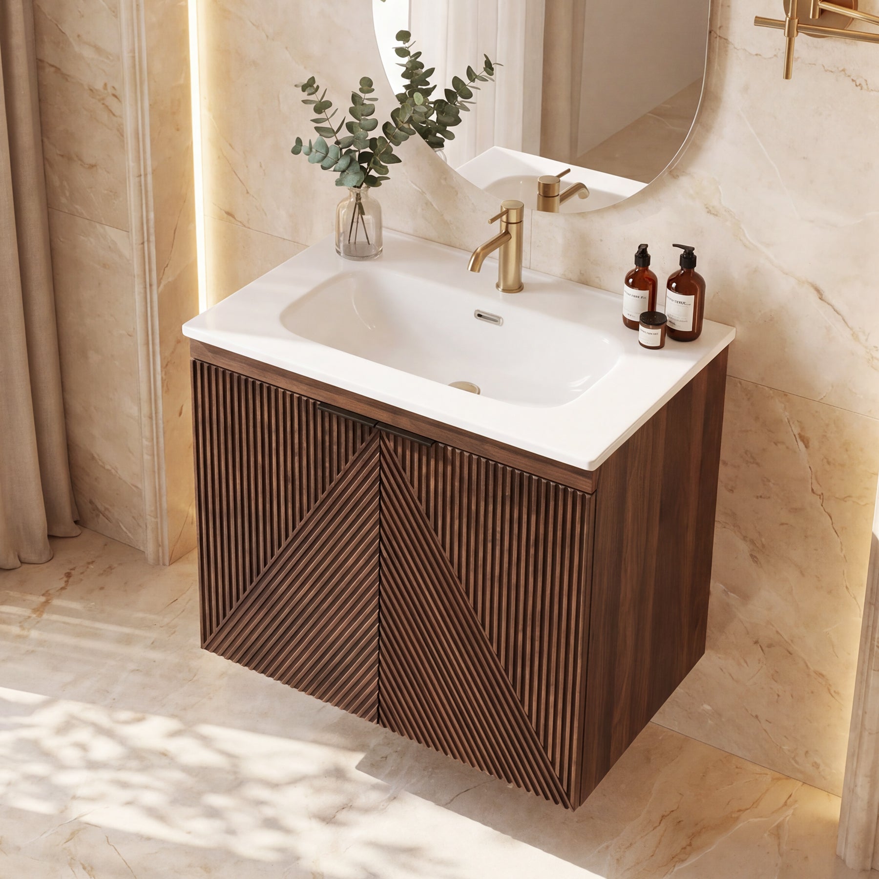Tribesigns Mobile Bagno Sospeso con Lavabo in Ceramica, 60 cm