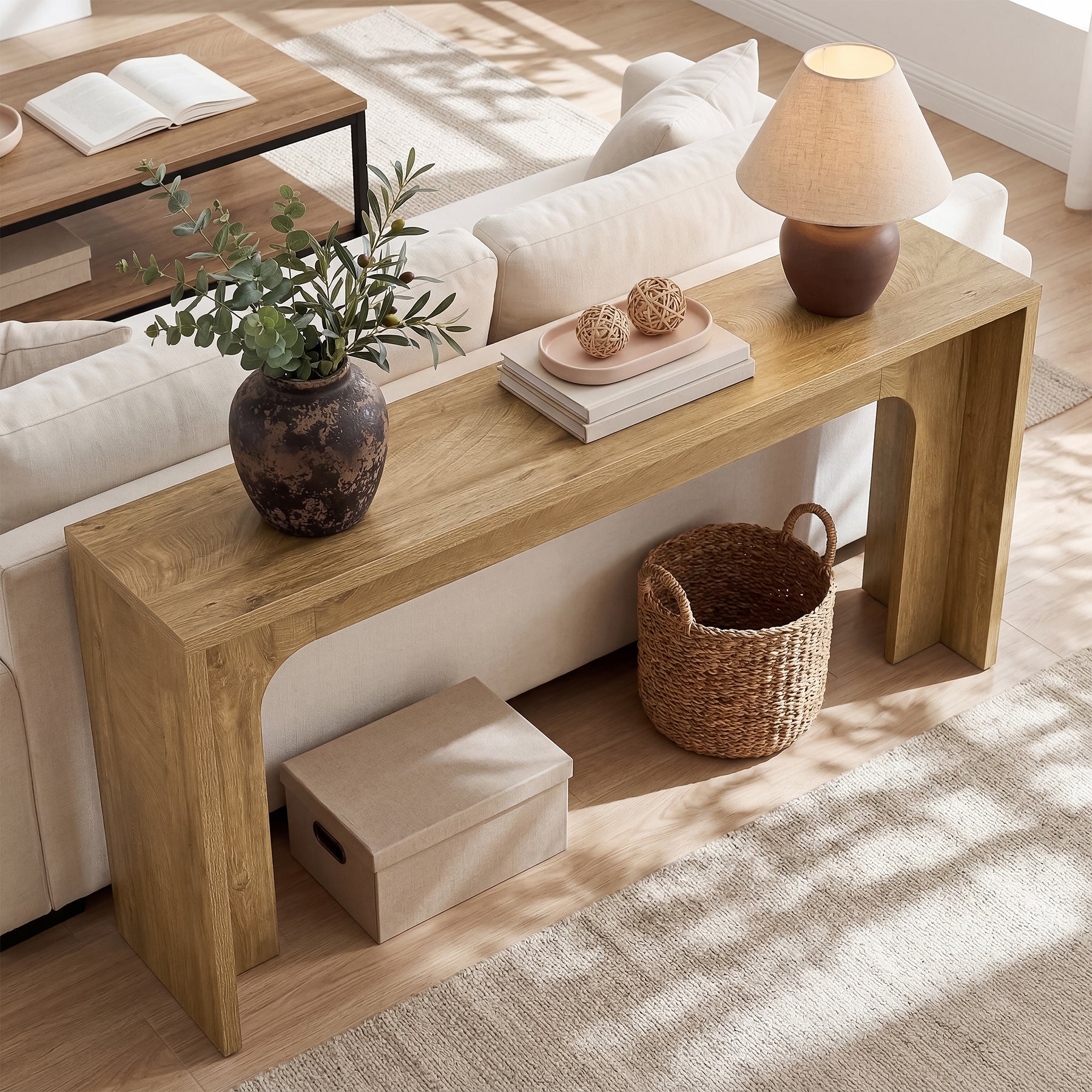 Tribesigns Consolle stretta da 160 cm, tavolo in legno per ingresso con base robusta per corridoio