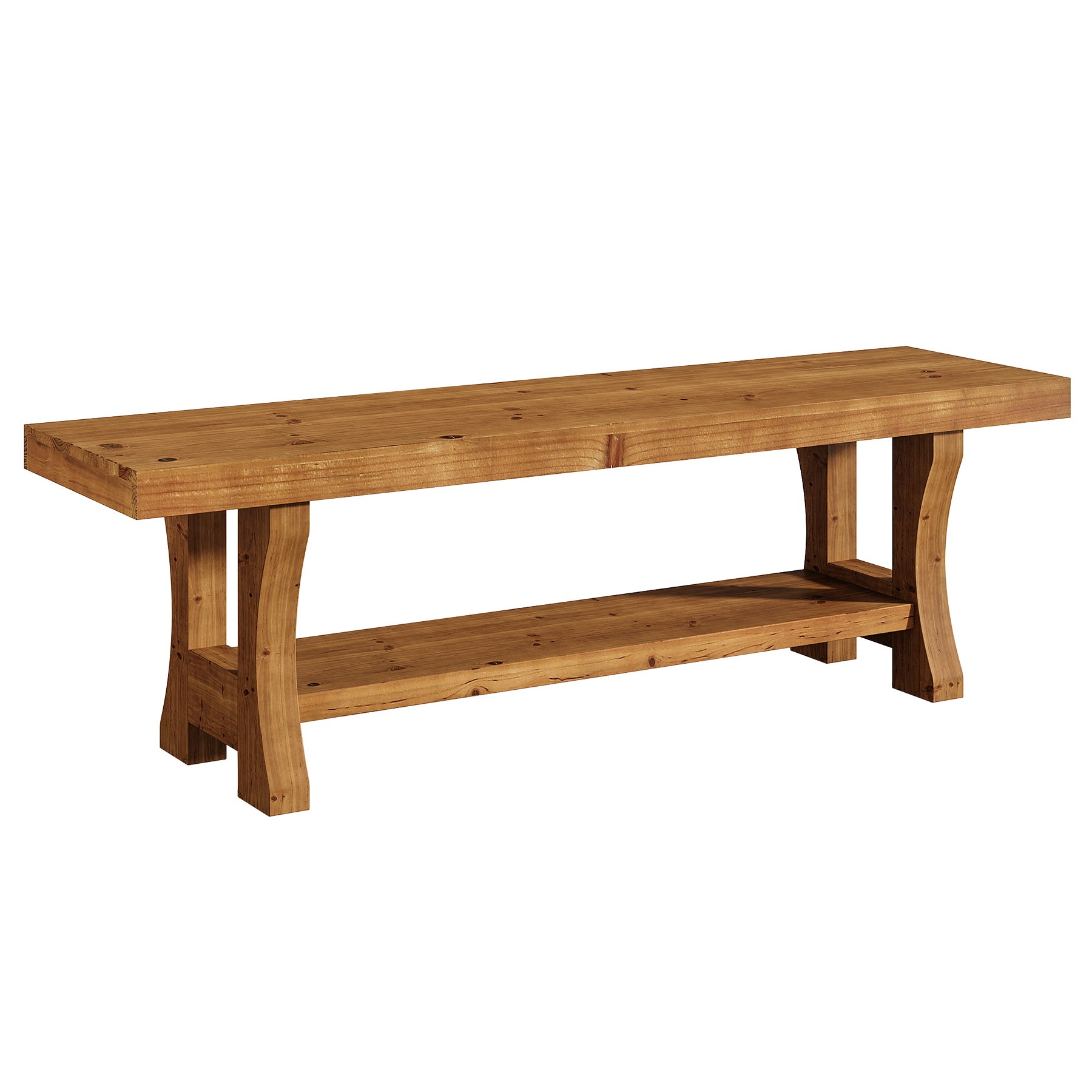 Tribesigns Panca in legno massello da 140 cm, lunga panca in stile rustico con vano portaoggetti
