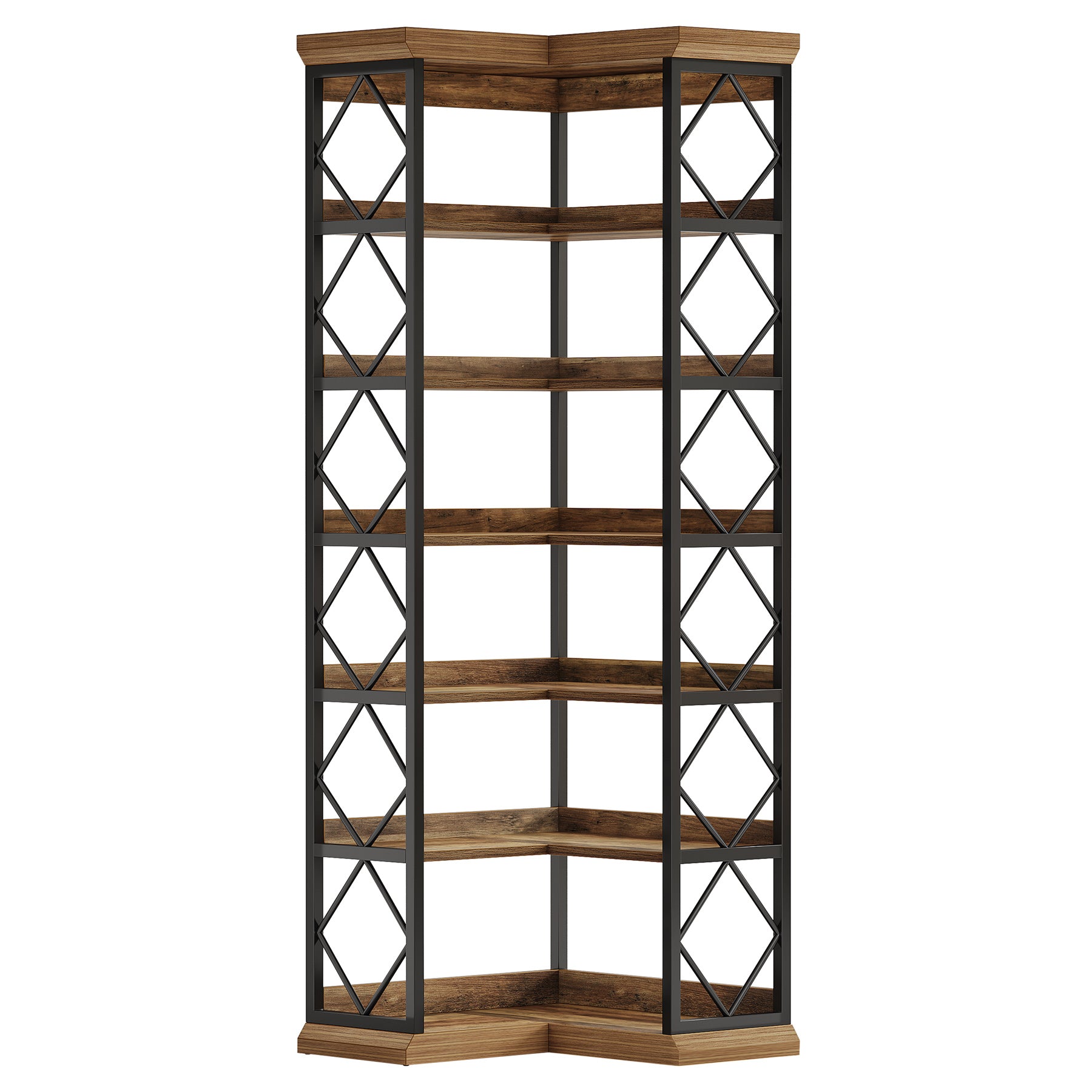 Tribesigns Libreria angolare alta 184 cm, grande libreria moderna con pannello posteriore