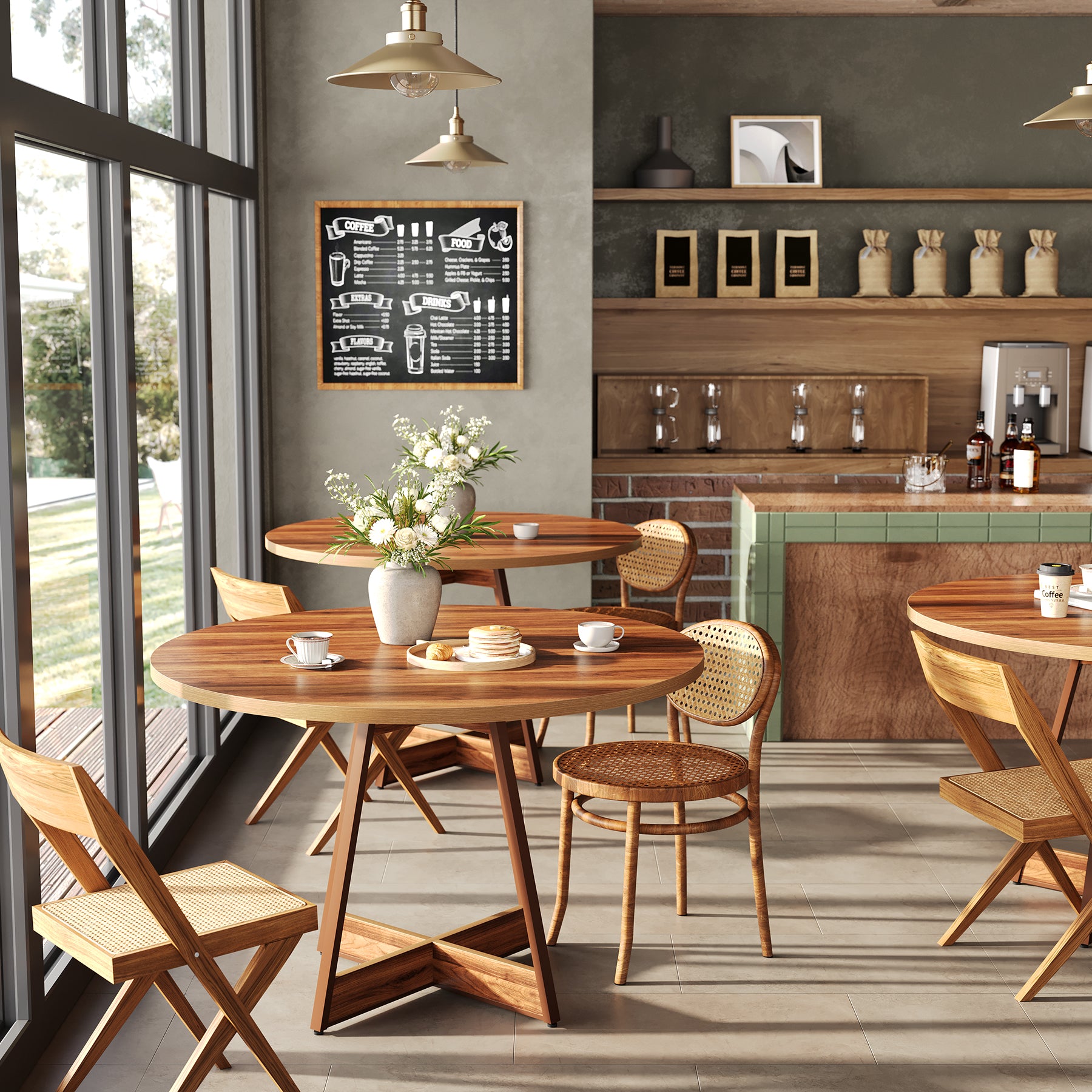 Tribesigns Tavolo da pranzo, tavolo da cucina da 100 cm per 2-4 persone