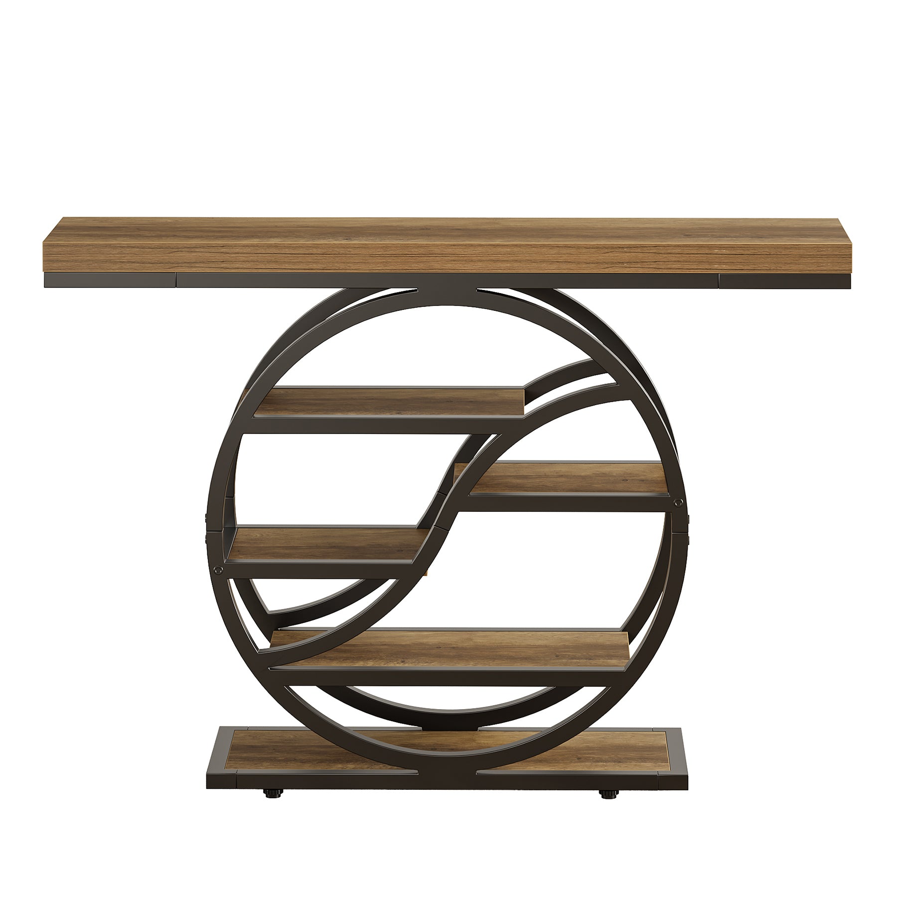 Tribesigns Tavolo consolle, 120 cm tavolo d'ingresso a 5 piani con base circolare