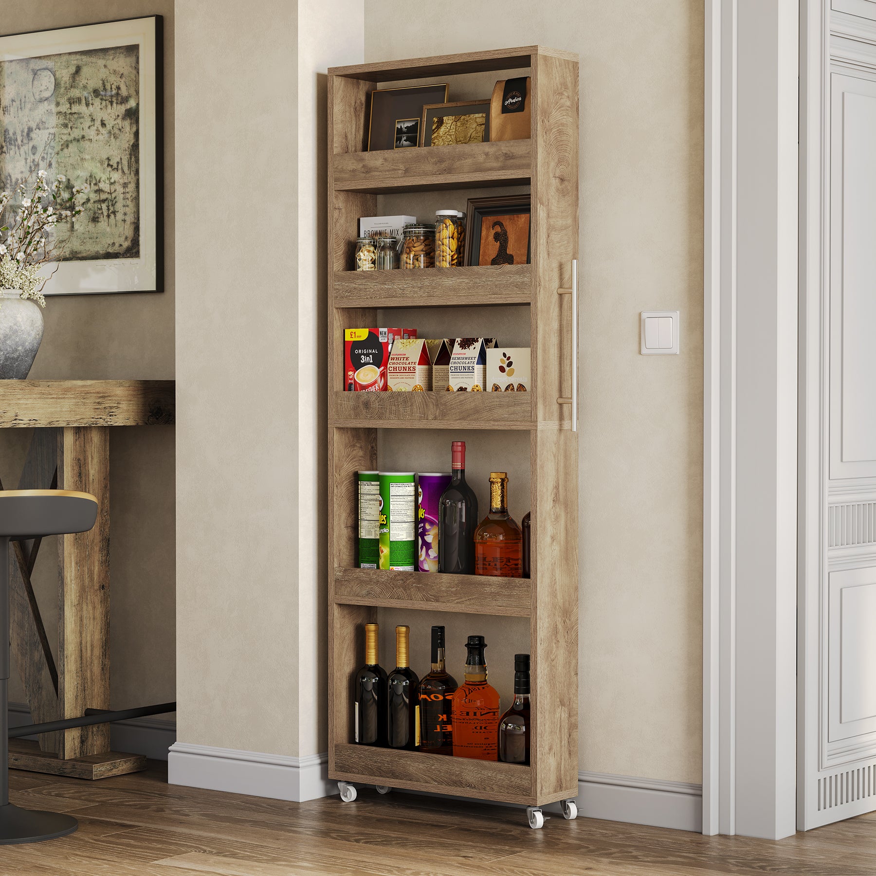 Tribesigns Carrello portaoggetti sottile su ruote, Mensola da 160 cm alto 5 ripiani per cucina