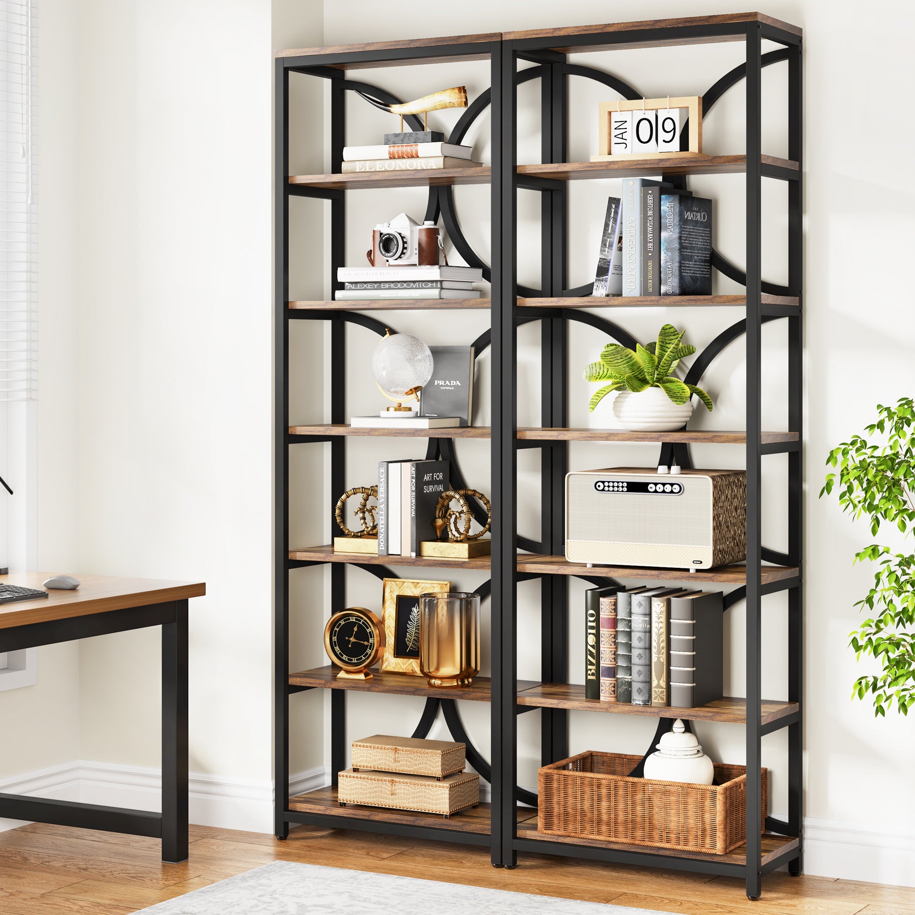 Tribesigns 200 cm Libreria, scaffale indipendente a 6 ripiani con ripiani aperti