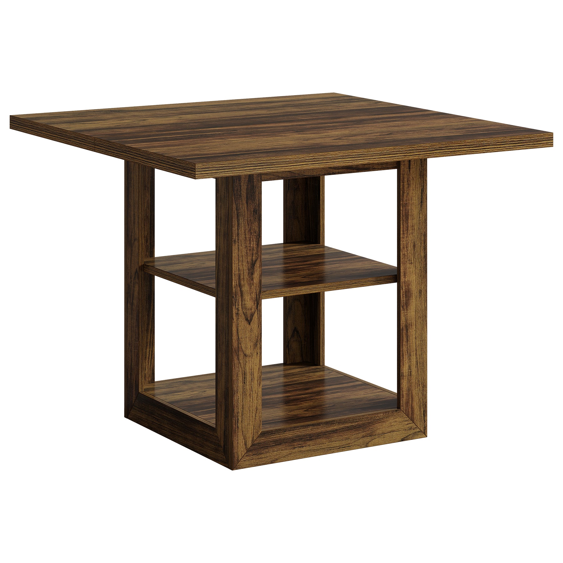 Tribesigns Tavolo da pranzo da 80 cm, tavolo da cucina quadrato con ripiano a 2 livelli per 4