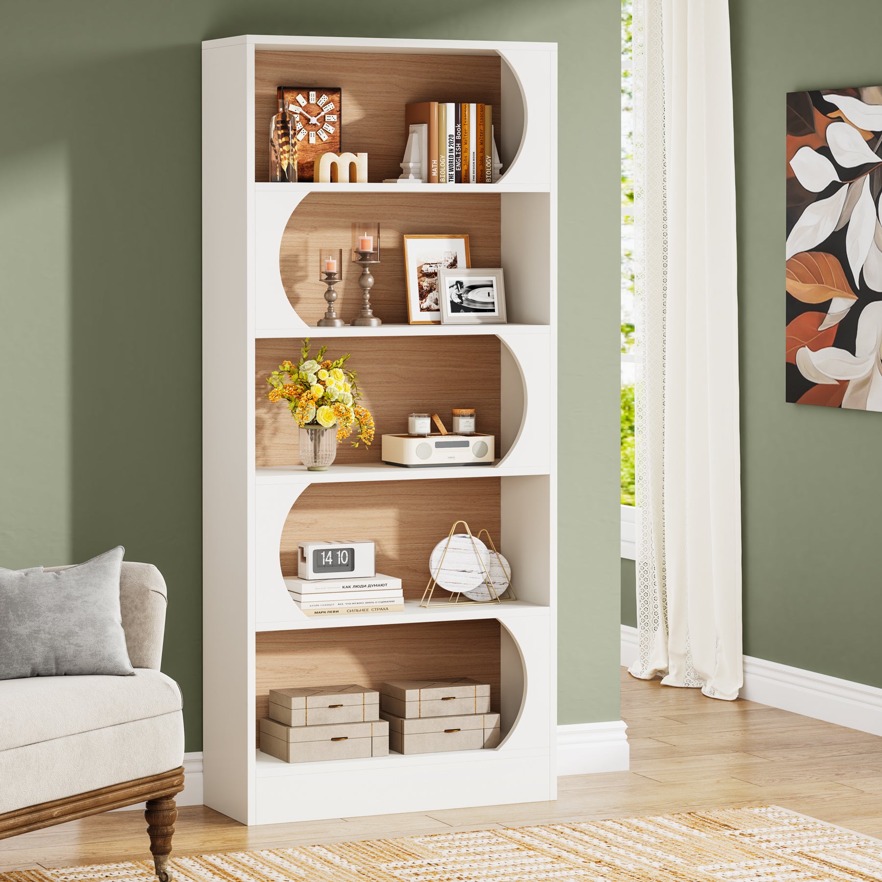 Tribesigns Libreria A 5 Ripiani, 180 CM Scaffale Portaoggetti e Espositivi A Cubo Aperto