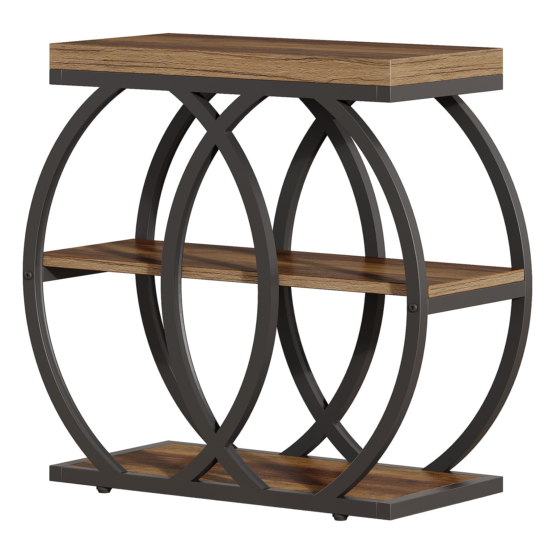 Tribesigns Tavolino laterale in legno da 60 cm, tavolino stretto in stile rustico a 3 ripiani