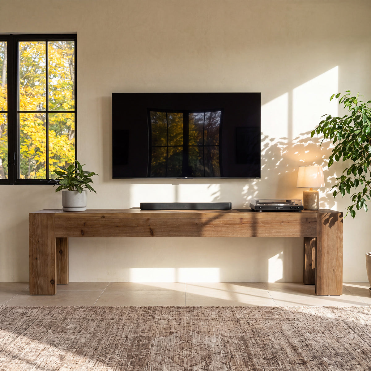 Mobile TV Country in Legno Massello, 180 cm, per Soggiorno