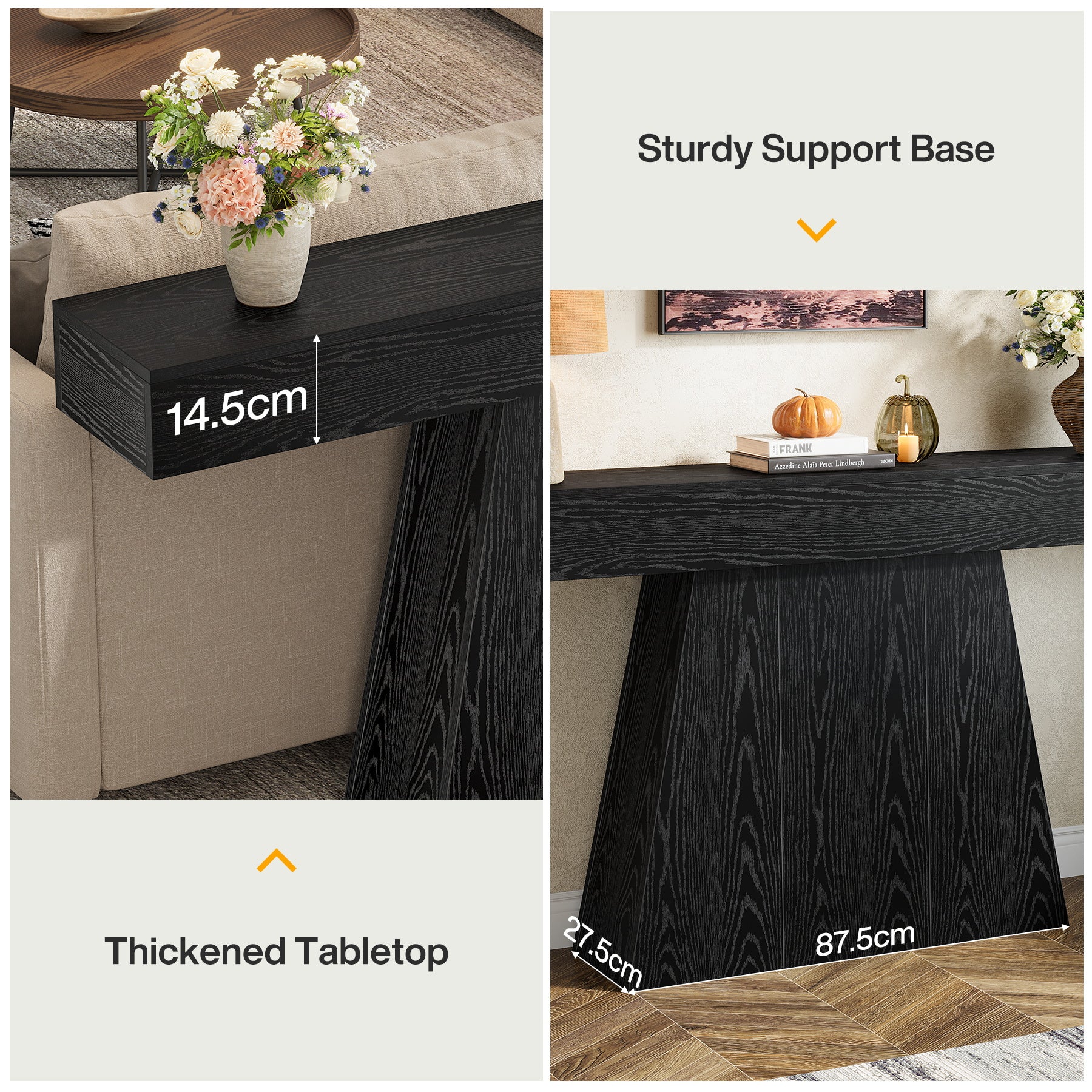 Tribesigns Tavolino da ingresso da 160 cm, consolle moderna con base trapezoidale