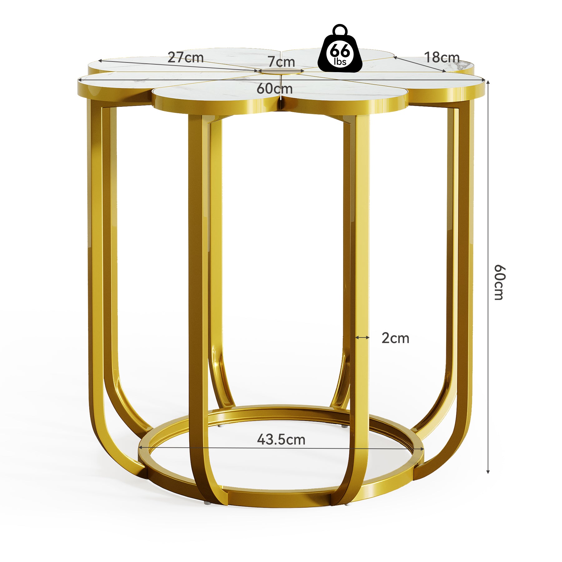 Tribesigns Tavolino da Salotto da 60 cm, Tavolo da Caffè Design Fiore per Soggiorno