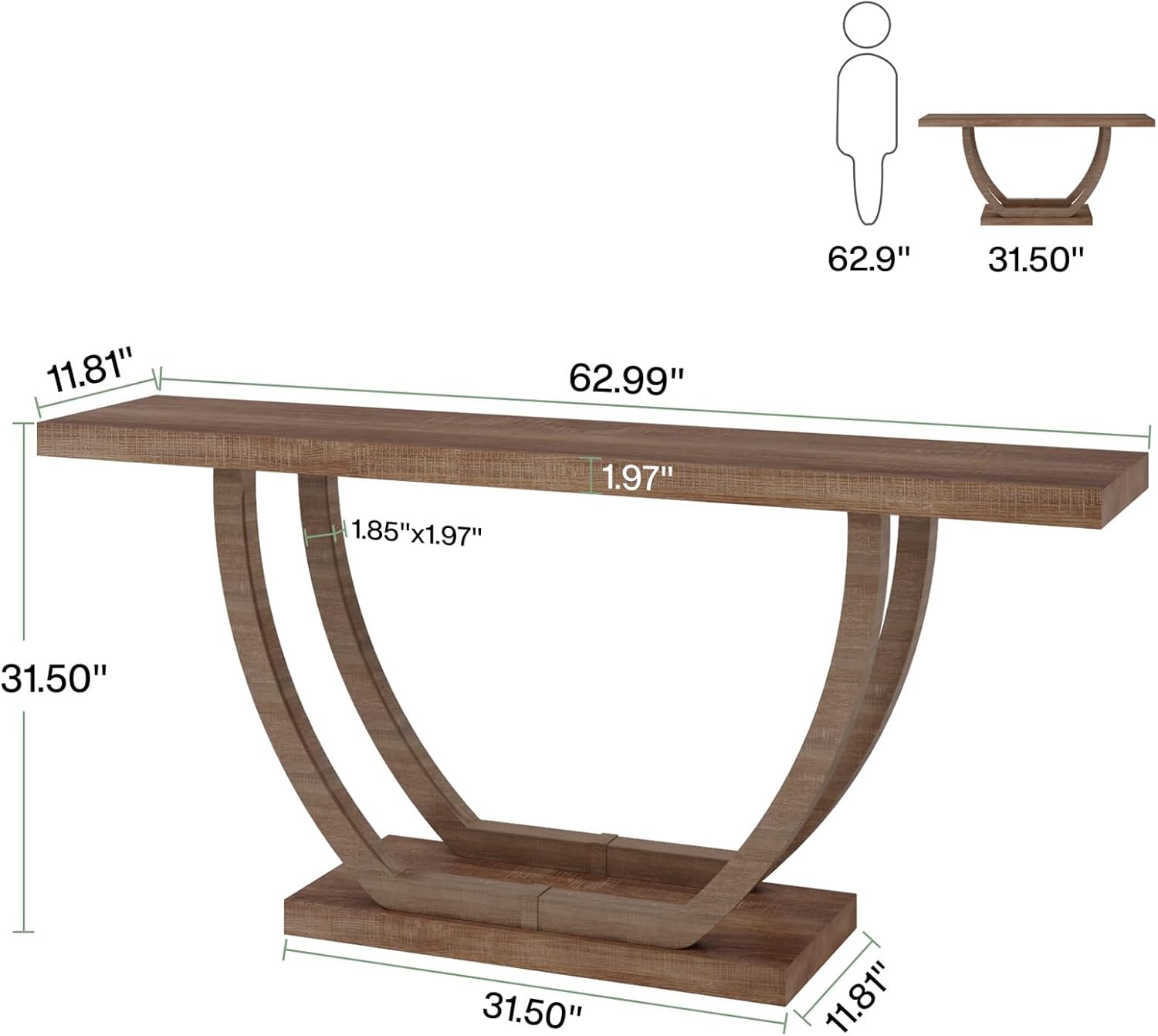 Tribesigns Consolle Ingresso, 160 cm Tavolo Console Strettocon Base Geometrica
