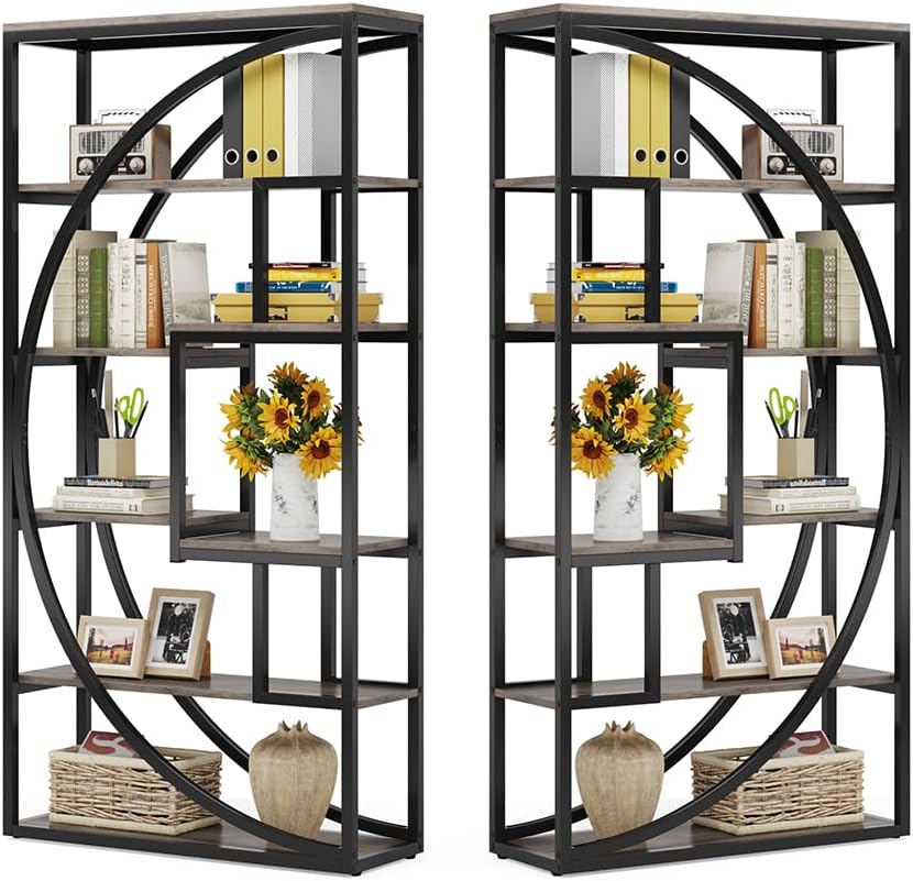 Tribesigns Libreria industriale a 5 ripiani, Altezza 180 cm Con 8 scaffali aperti